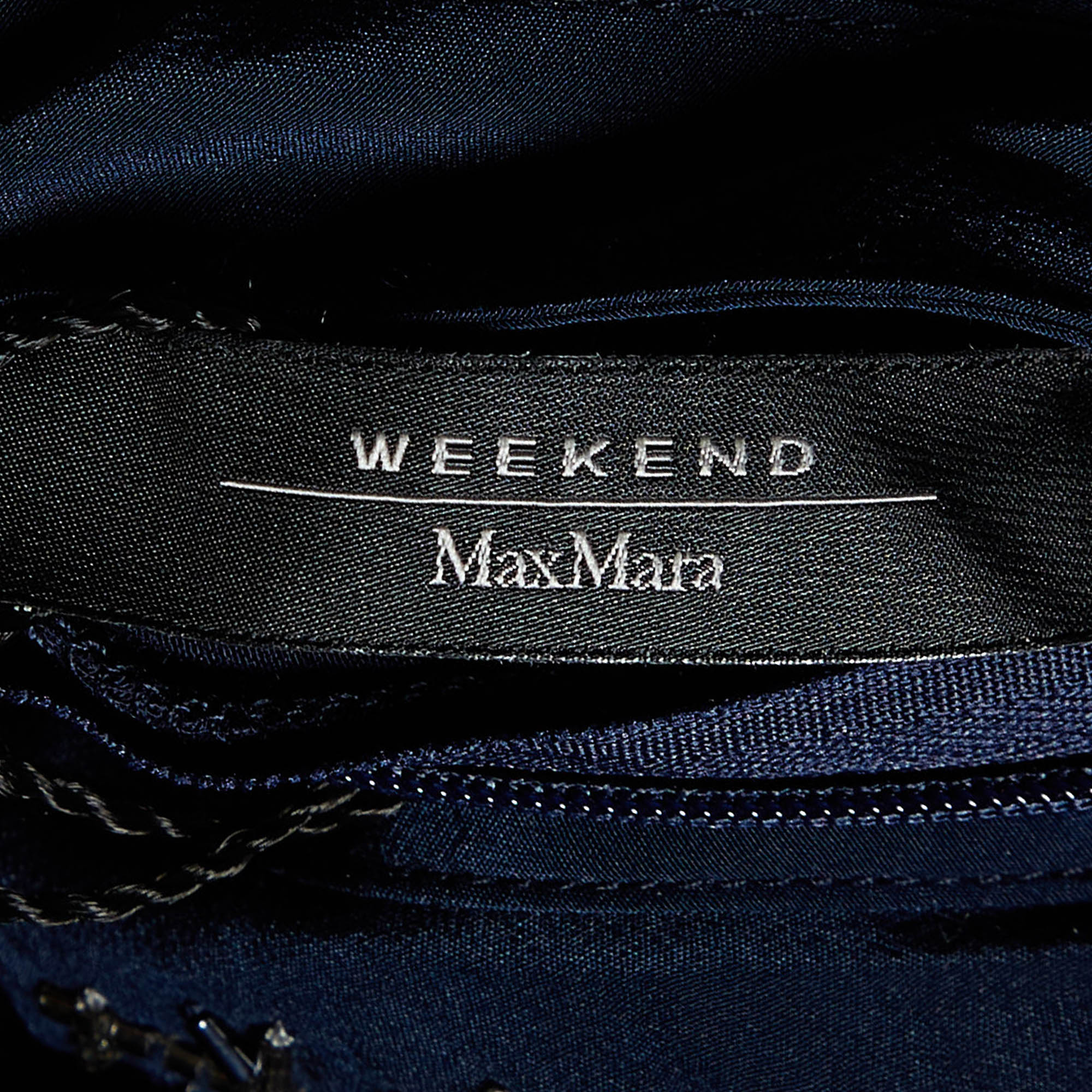 Weekend Max Mara Navy Blue Knit Embellished Neck T-Shirt S
