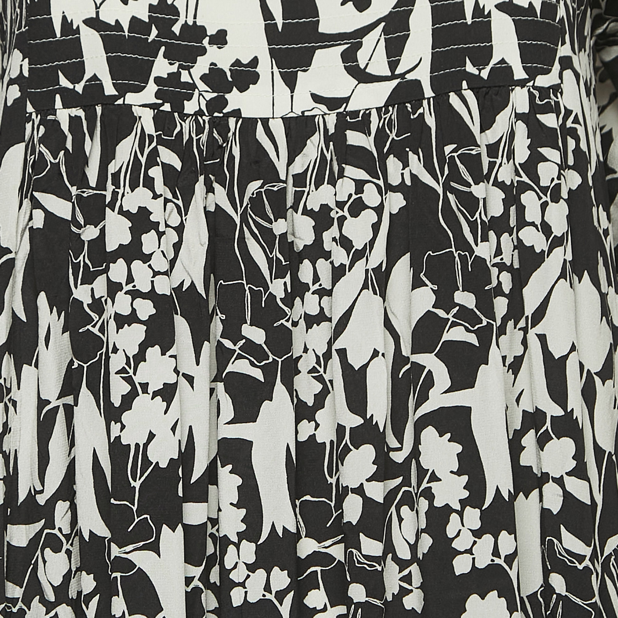 Weekend Max Mara Black Floral Print Silk V-Neck Midi Dress S