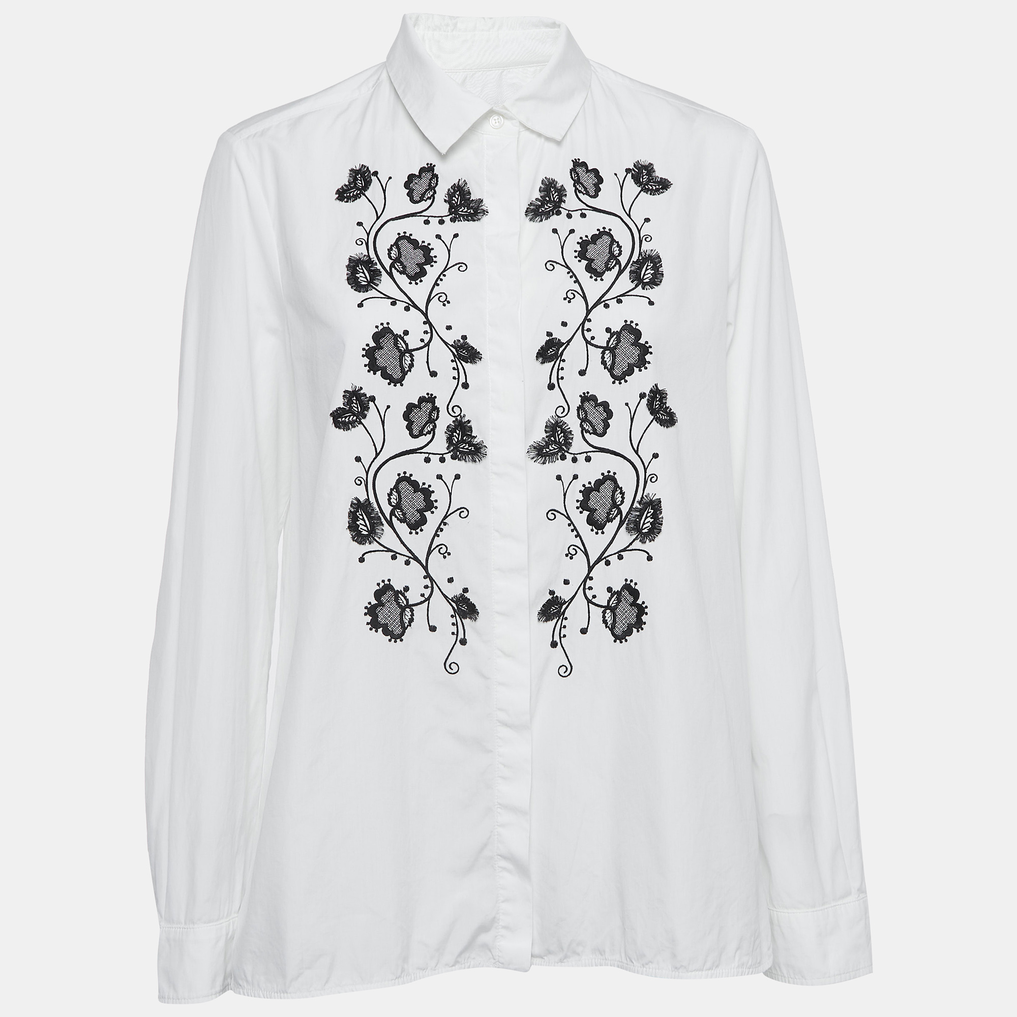 Weekend Max Mara White Embroidered Cotton Button Front Shirt M