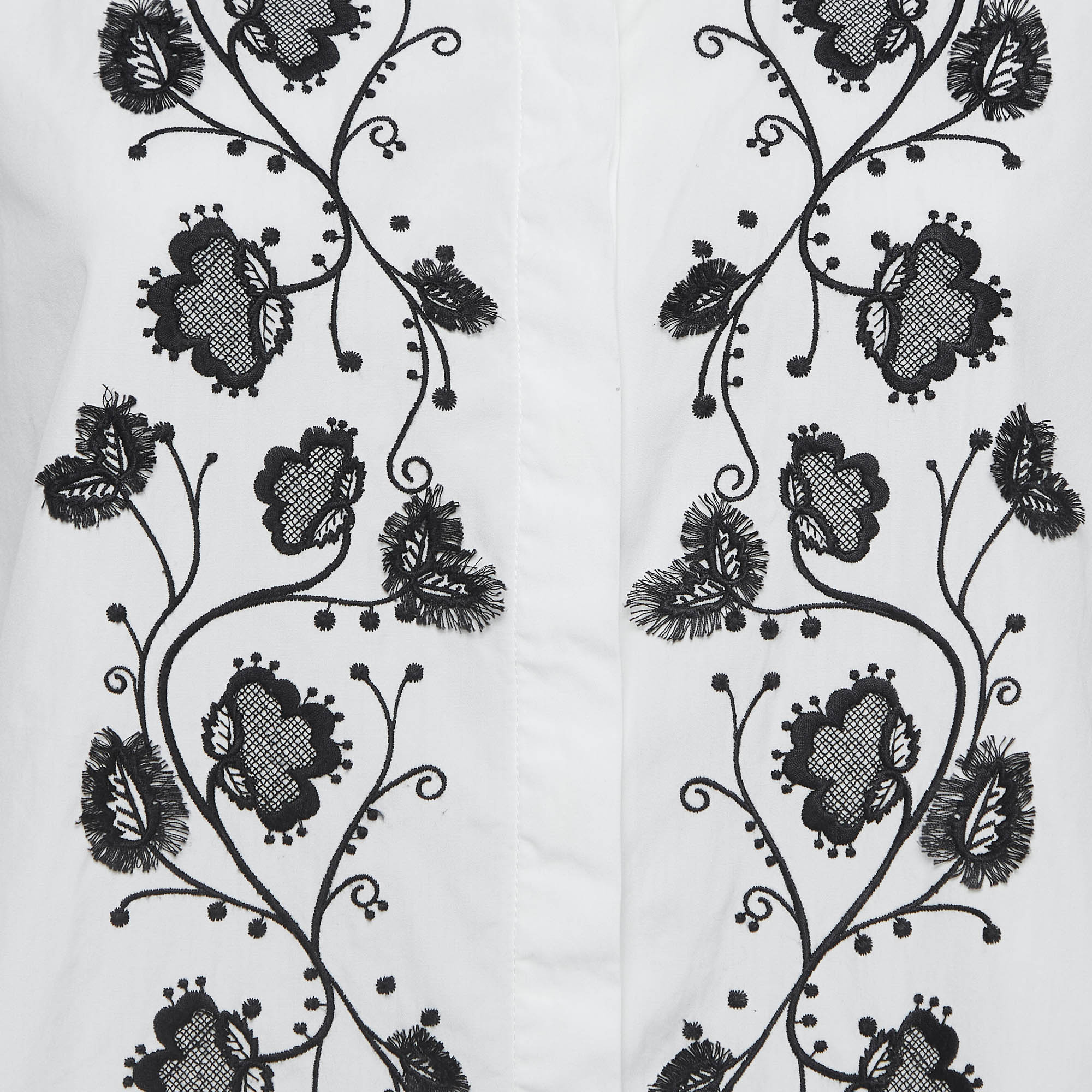 Weekend Max Mara White Embroidered Cotton Button Front Shirt M