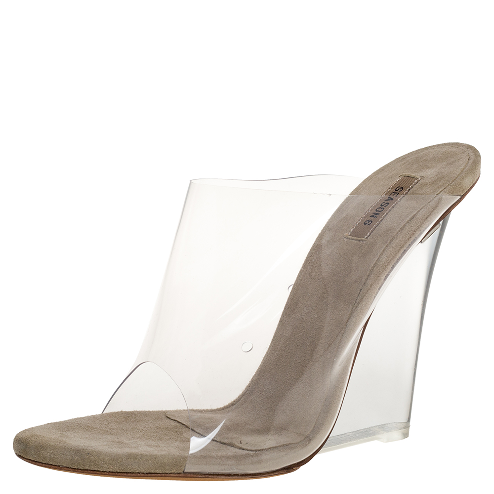 Image of Yeezy Transperant/Tale Green PVC Season  Mule Sandals Size