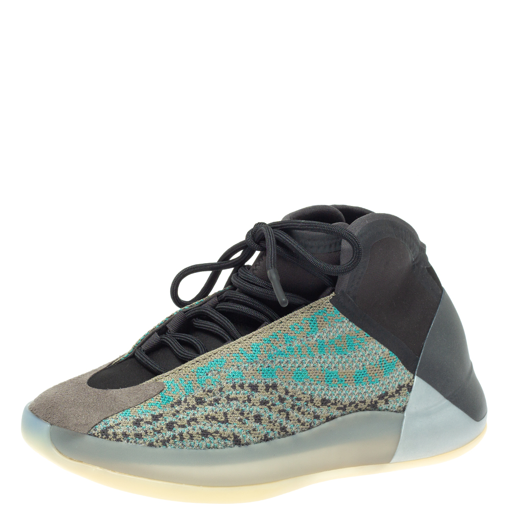 Image of Yeezy Teal Blue Primeknit/Suede YZY QNTM Basketball Sneakers Size  /