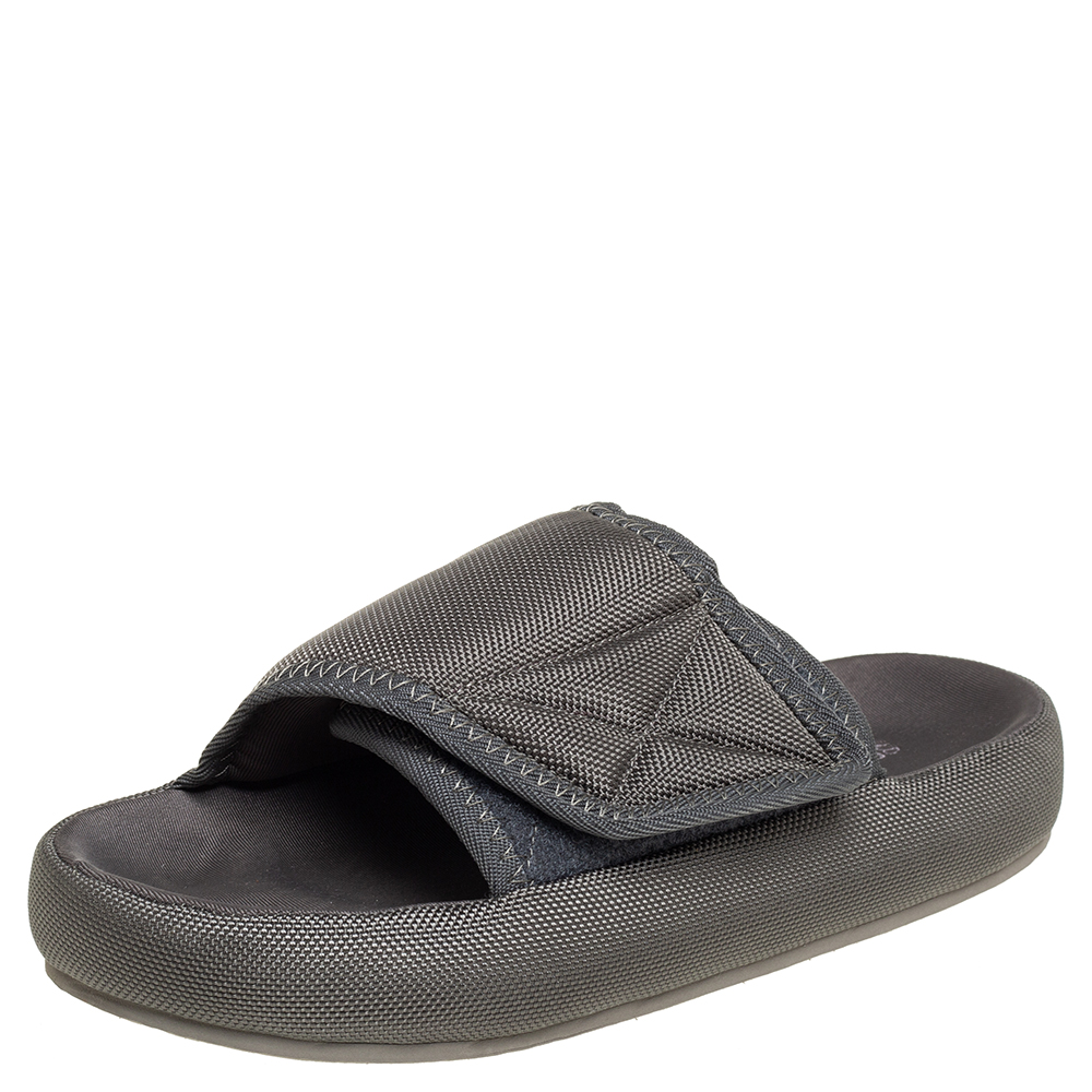 Yeezy Season 6 Grey Nylon Flat Sandals Size 40