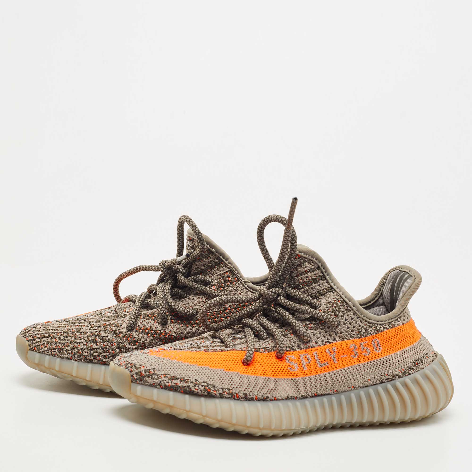 

Yeezy x Adidas Grey/Orange Knit Fabric Boost 350 V2 Beluga Reflective Sneakers Size 36 2/3