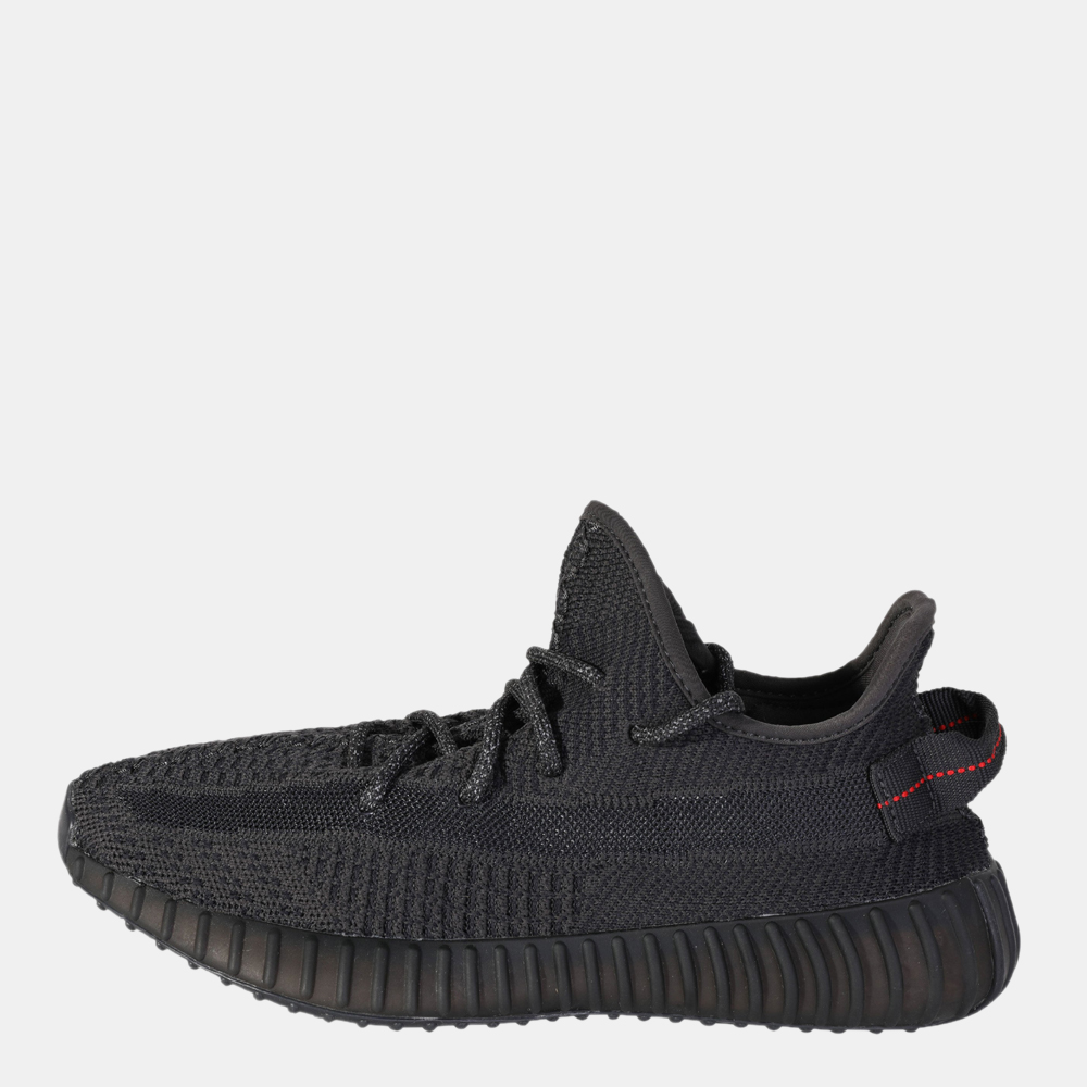 Yeezy X Adidas Black Knit Fabric Boost 350 V2 Black Non-Reflective Sneakers Size 40