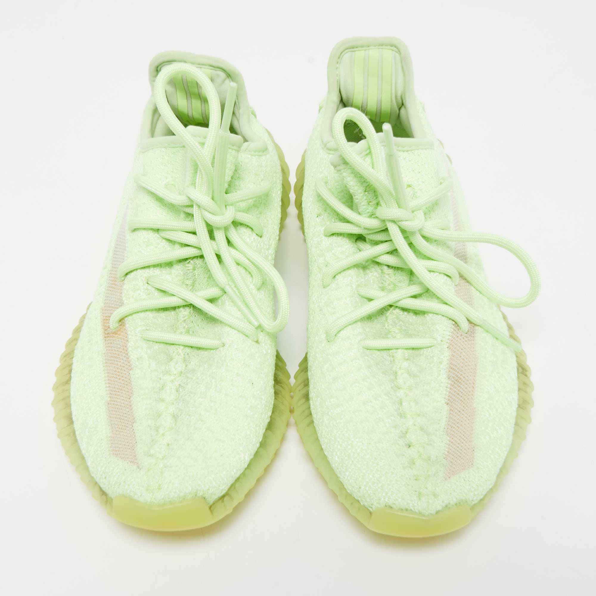 Yeezy X Adidas Neon Green Knit Fabric Boost 350 V2 Glow Sneakers Size 40