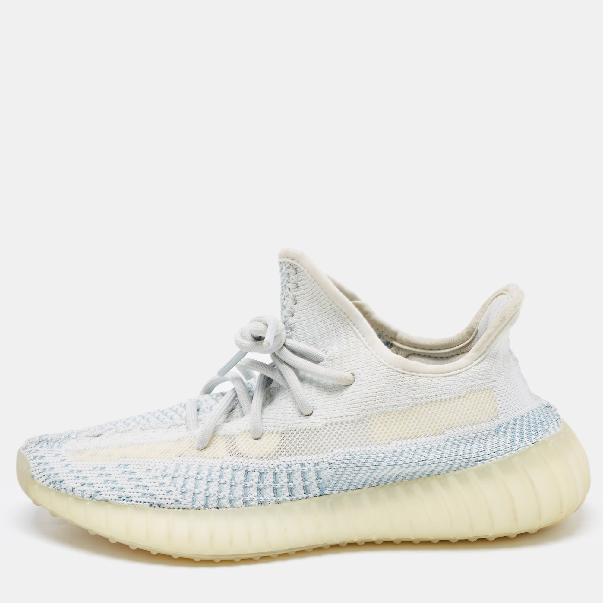 Yeezy X Adidas Blue/White Knit Fabric Boost 350 V2 Cloud White Non-Reflective Sneakers Size 37 1/3