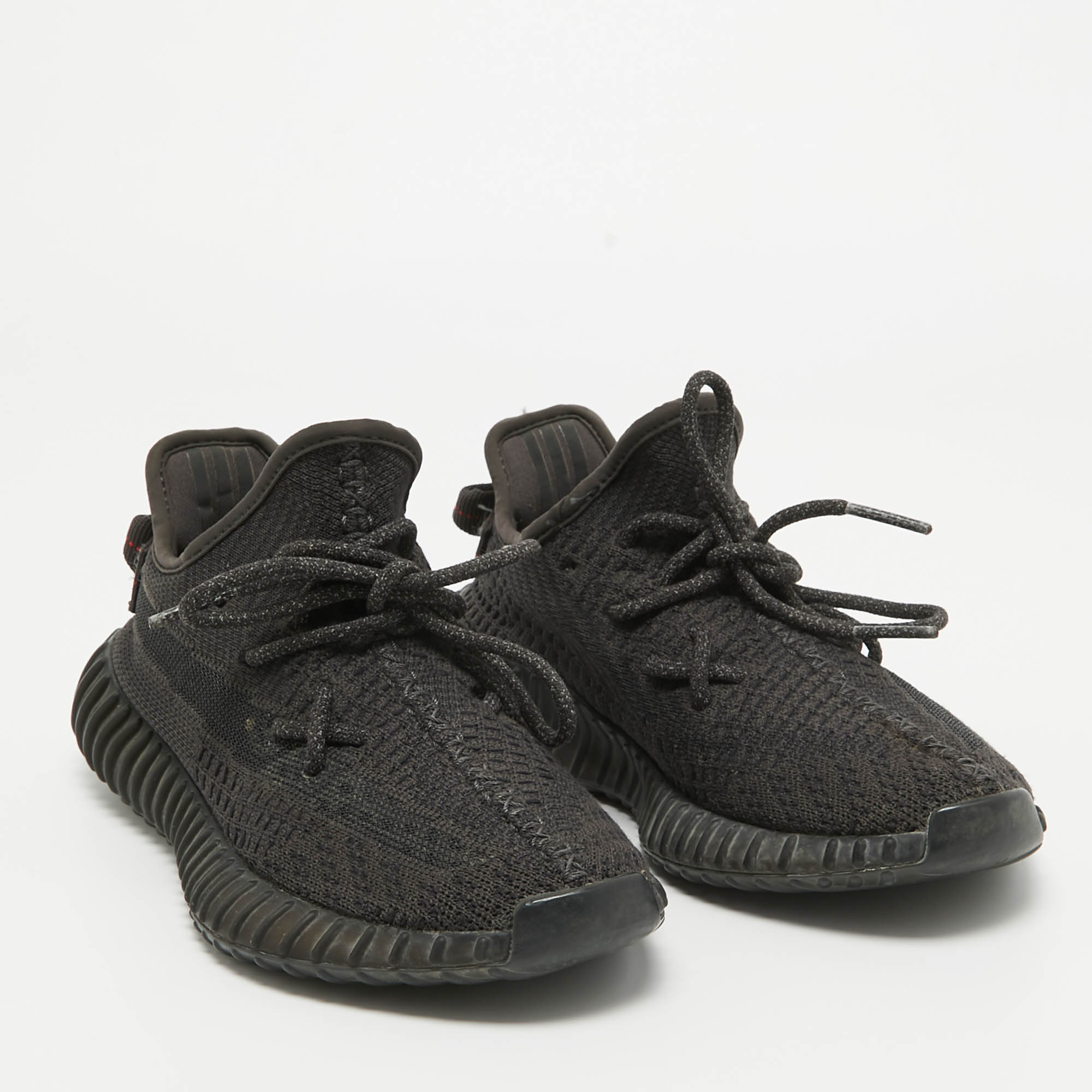Yeezy X Adidas Black Knit Fabric Boost 350 V2 Black Sneakers Size 37 1/3