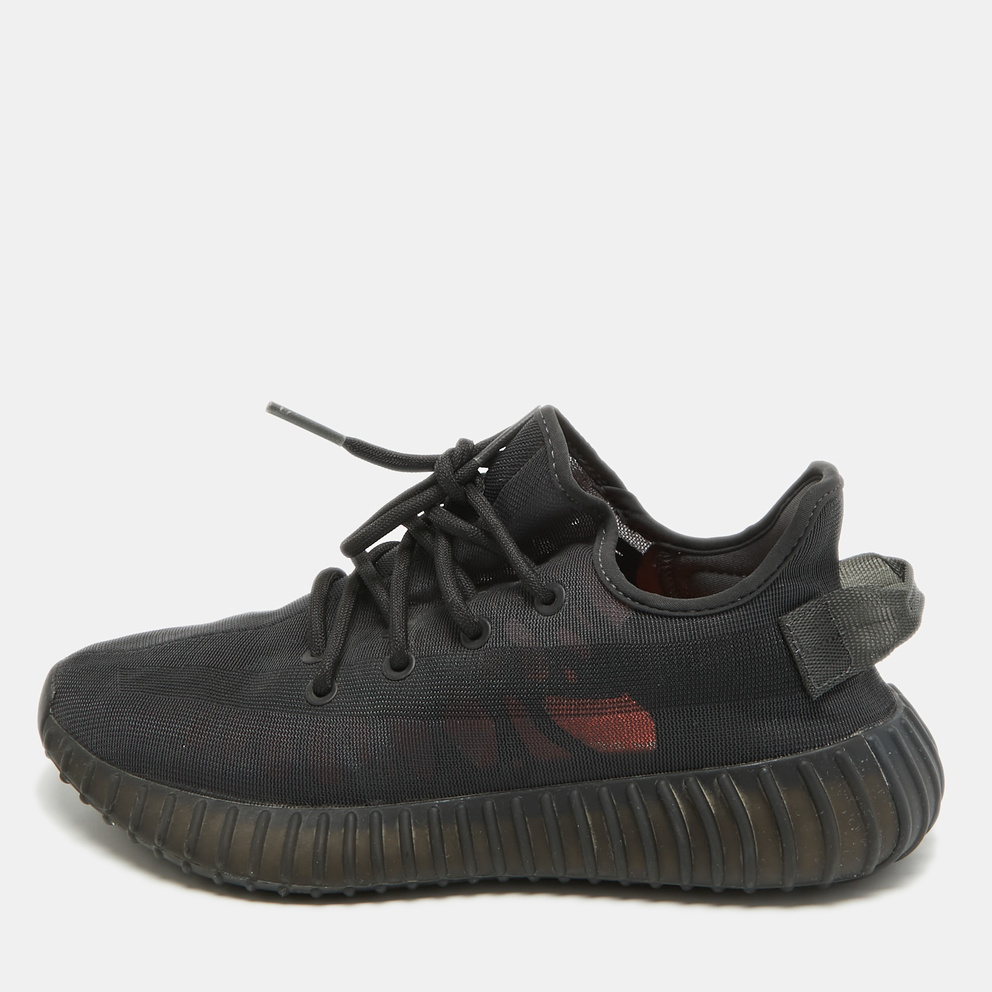 Yeezy x adidas black mesh boost 350 v2 cinder sneakers size 38 1/3