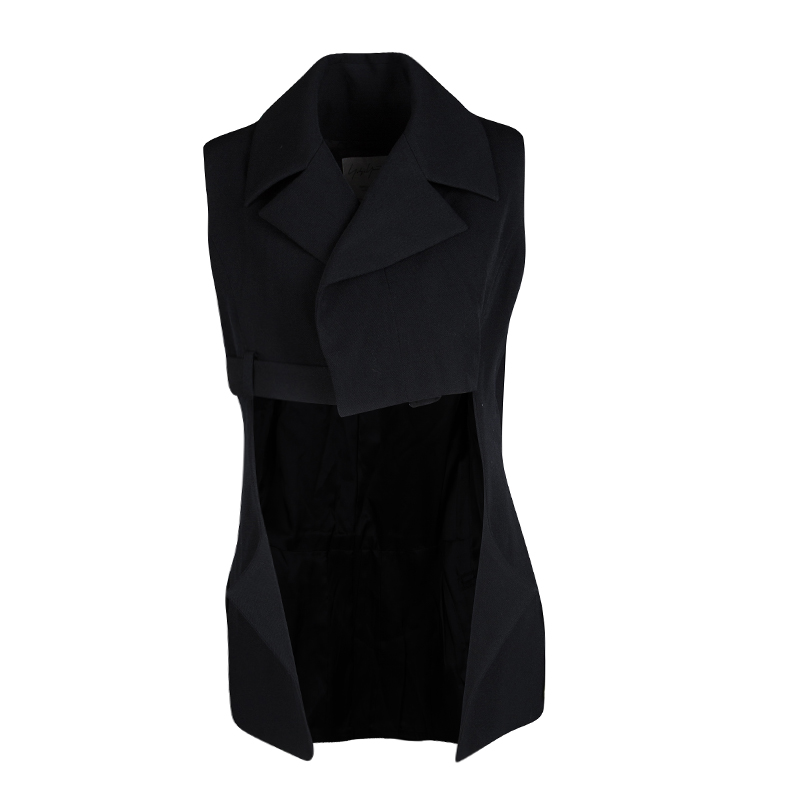 Image of Yohji Yamamoto Black Draped Wool Vest M