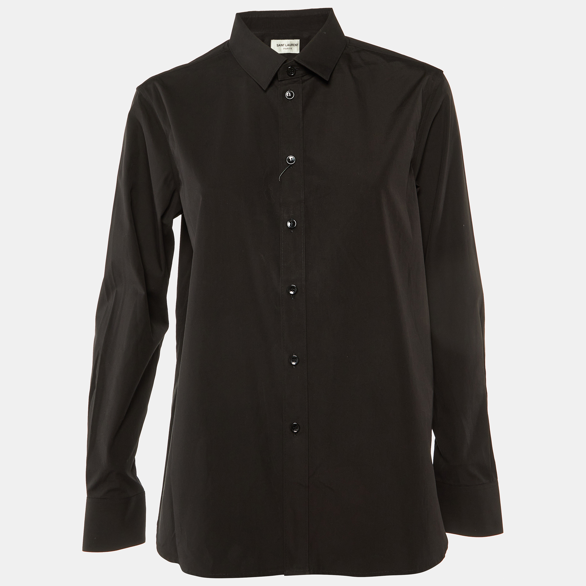 Saint Laurent Paris Black Cotton Button Front Shirt L