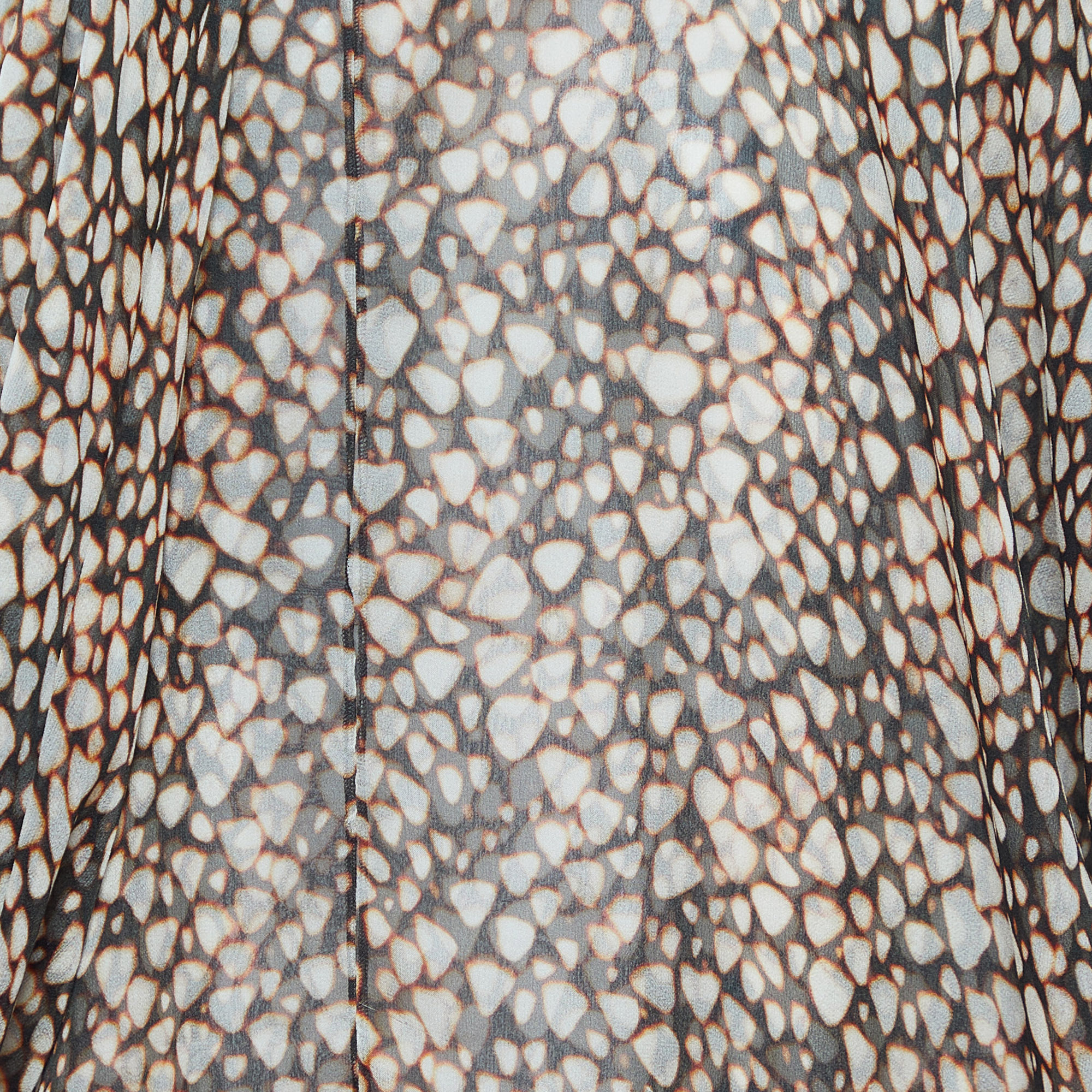 Yves Saint Laurent Brown Printed Silk Draped Midi Dress L