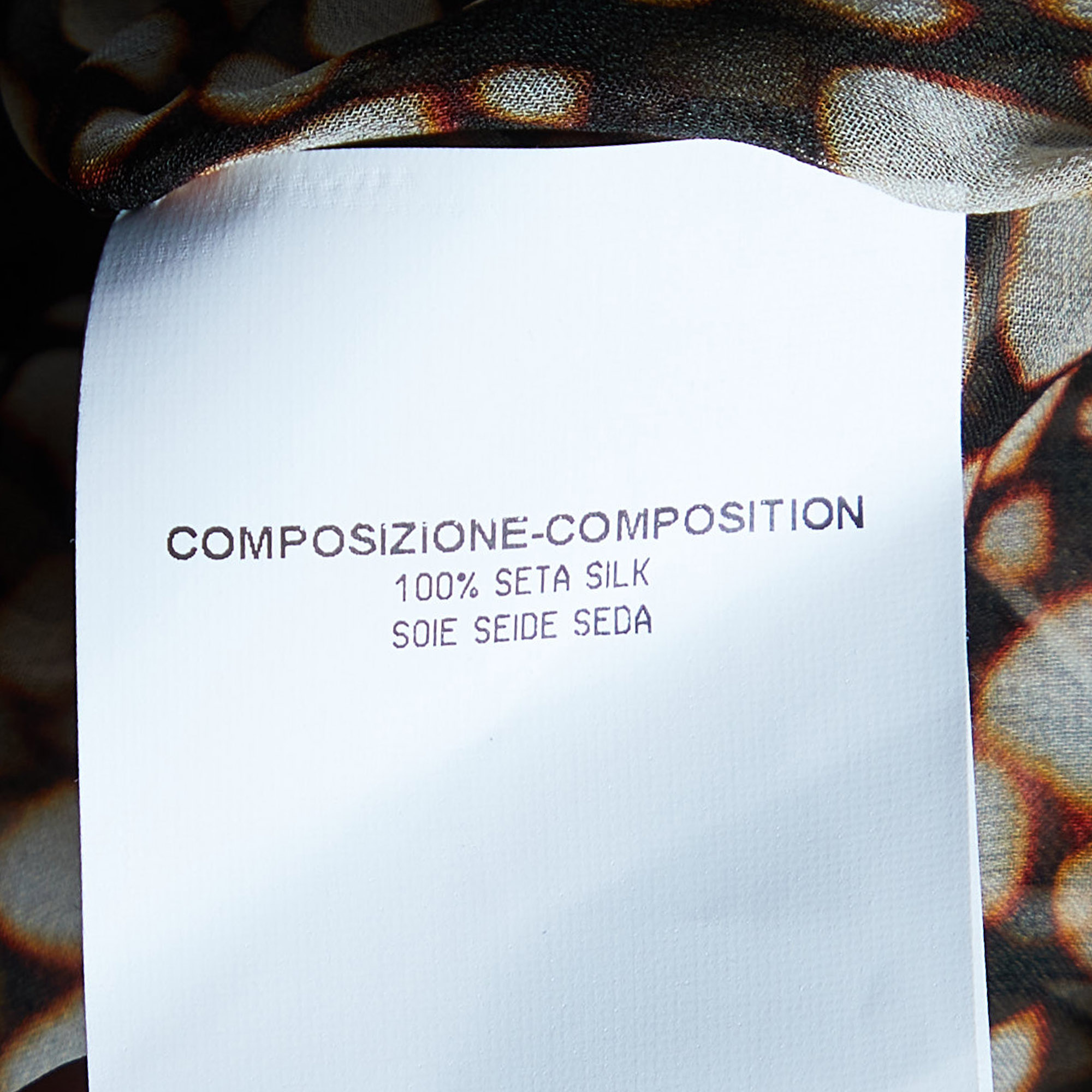 Yves Saint Laurent Brown Printed Silk Draped Midi Dress L