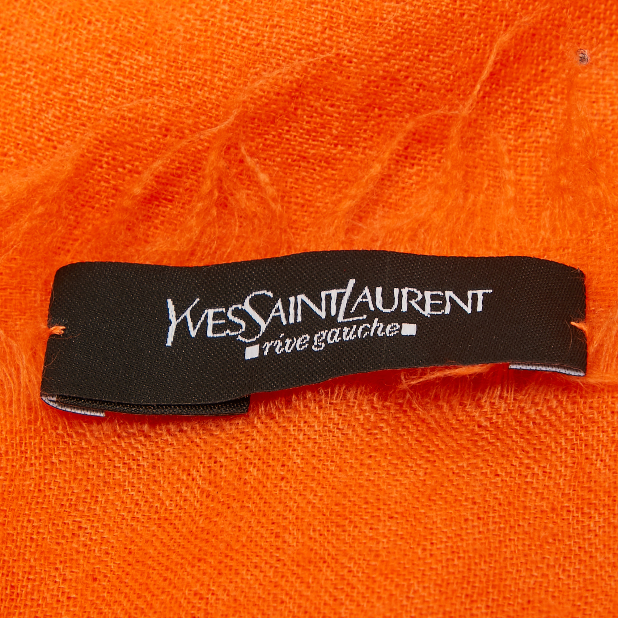 Yves Saint Laurent Orange Cashmere Fringed Scarf