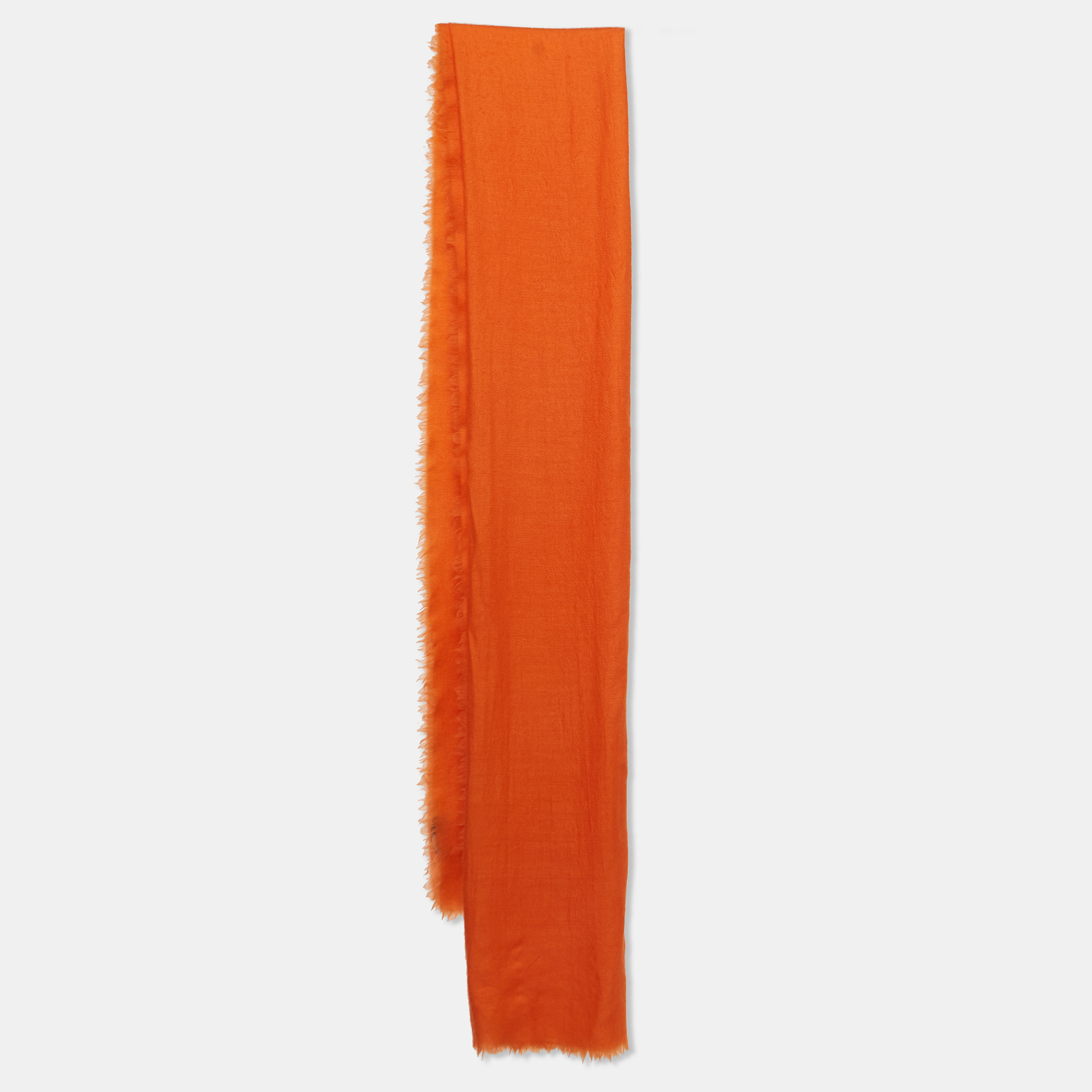 Yves saint laurent orange cashmere fringed scarf