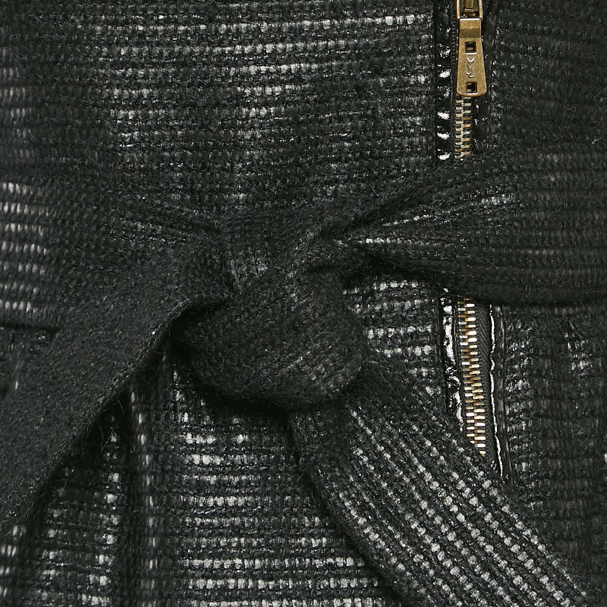 Yves Saint Laurent Vintage Black Textured Wool Blend Jacket S