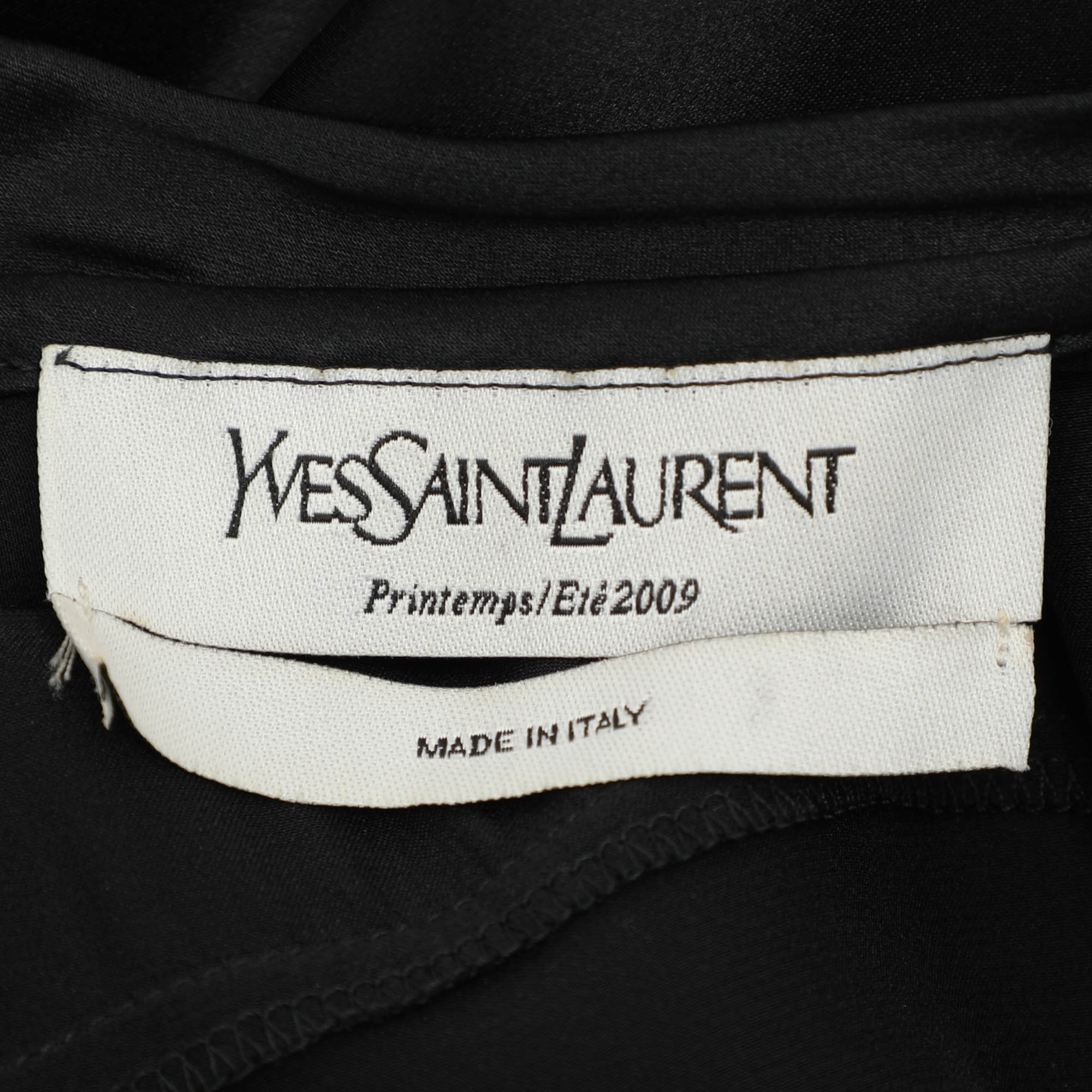 Yves Saint Laurent Black Silk/Cotton Midi Dress M