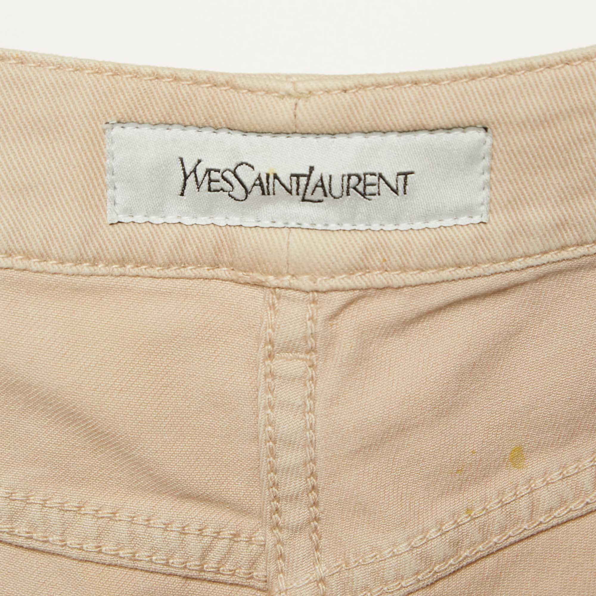 Yves Saint Laurent Vintage Beige Gabardine Cotton Trousers M