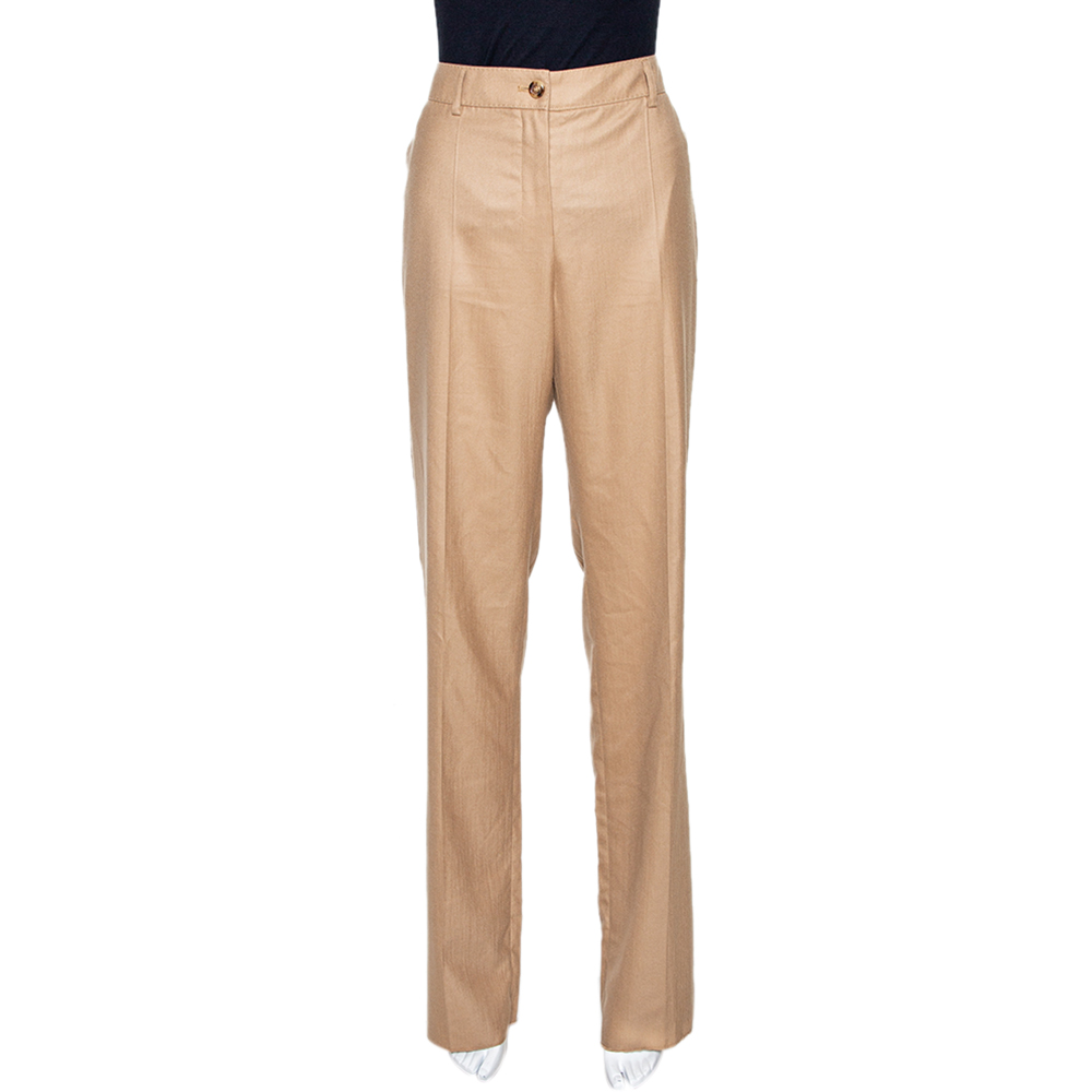 Image of Yves Saint Laurent Beige Cashmere Straight Leg Pants L