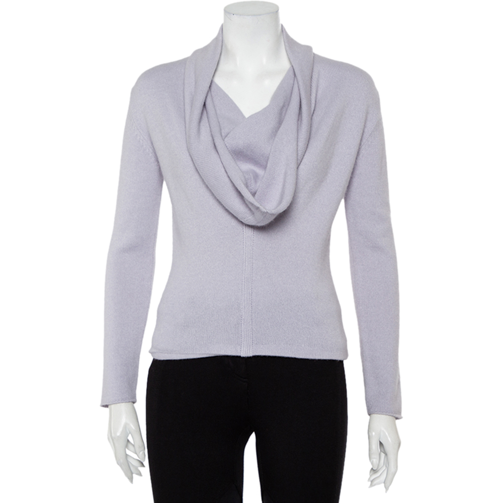 

Yves Saint Laurent Rive Gauche Lilac Angora & Wool Cowl Neck Sweater, Purple