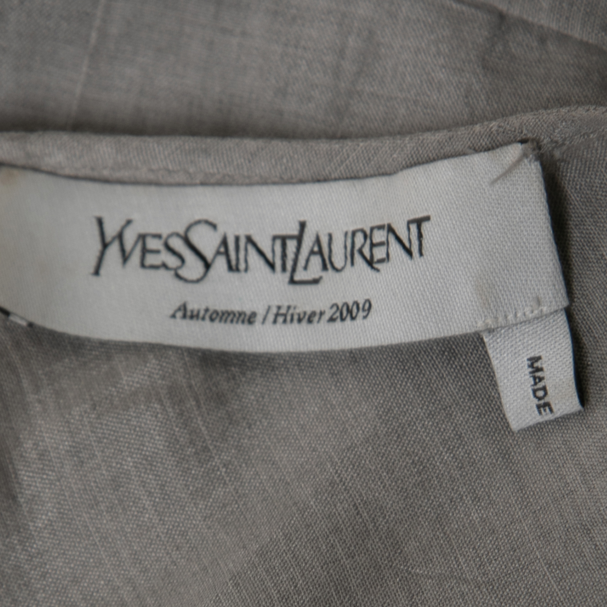 Yves Saint Laurent Grey Silk & Cotton Round Neck Top M
