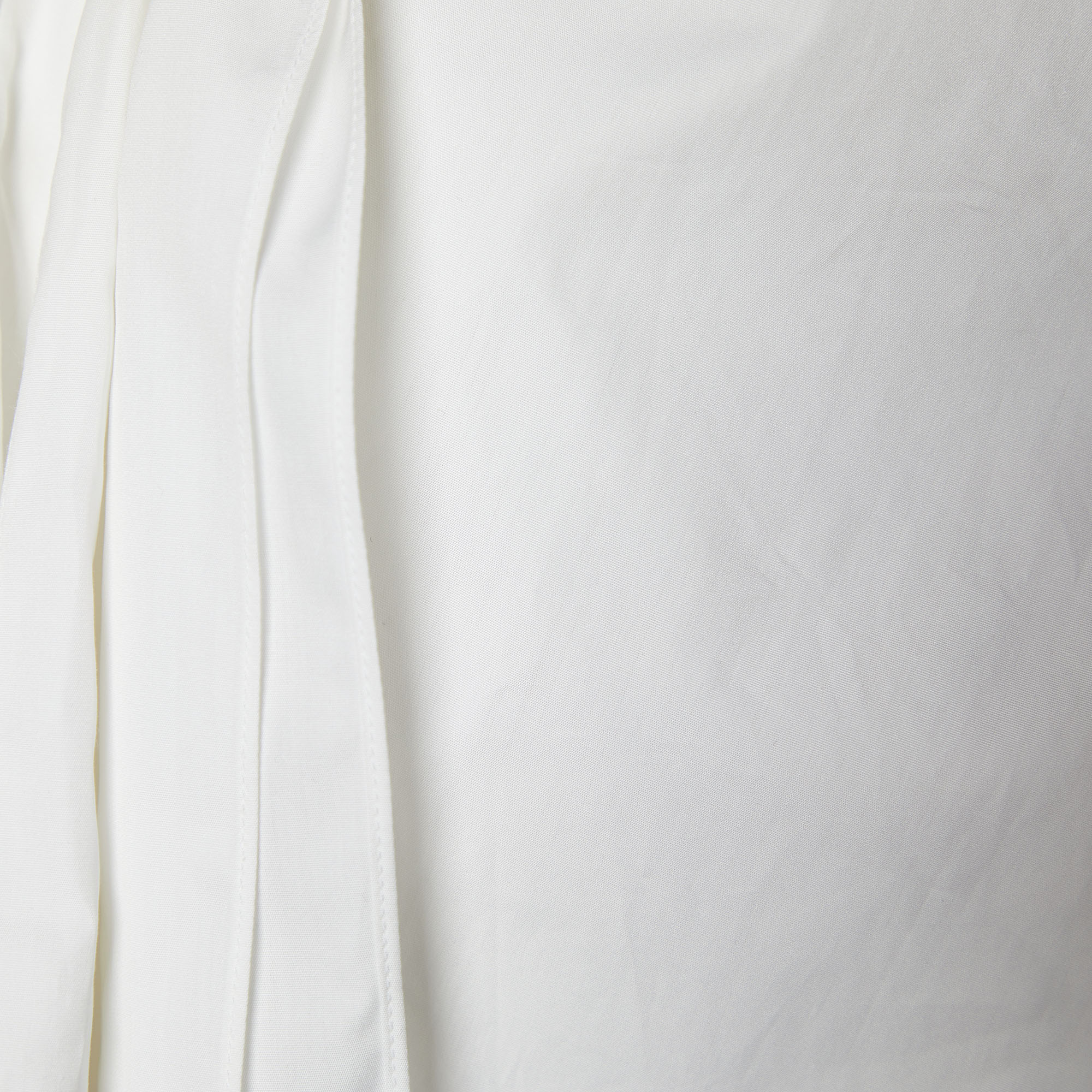 Yves Saint Laurent White Cotton Bow Detail V-Neck Top M