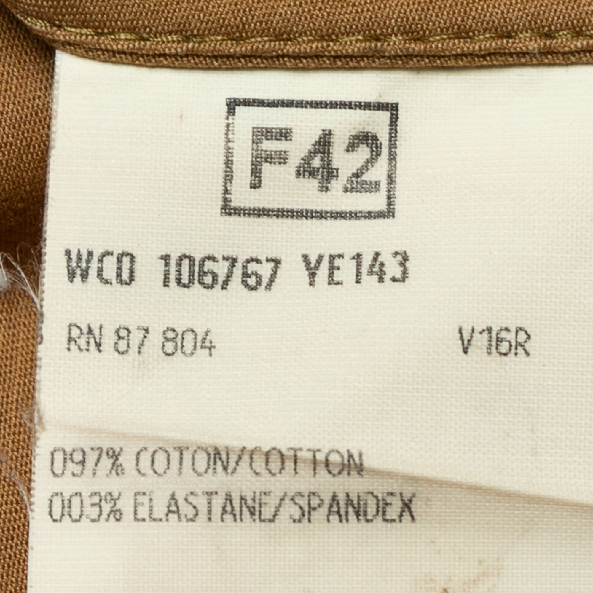 Yves Saint Laurent Tan Brown Cotton Twill Ruffled Zip-Up Jacket L
