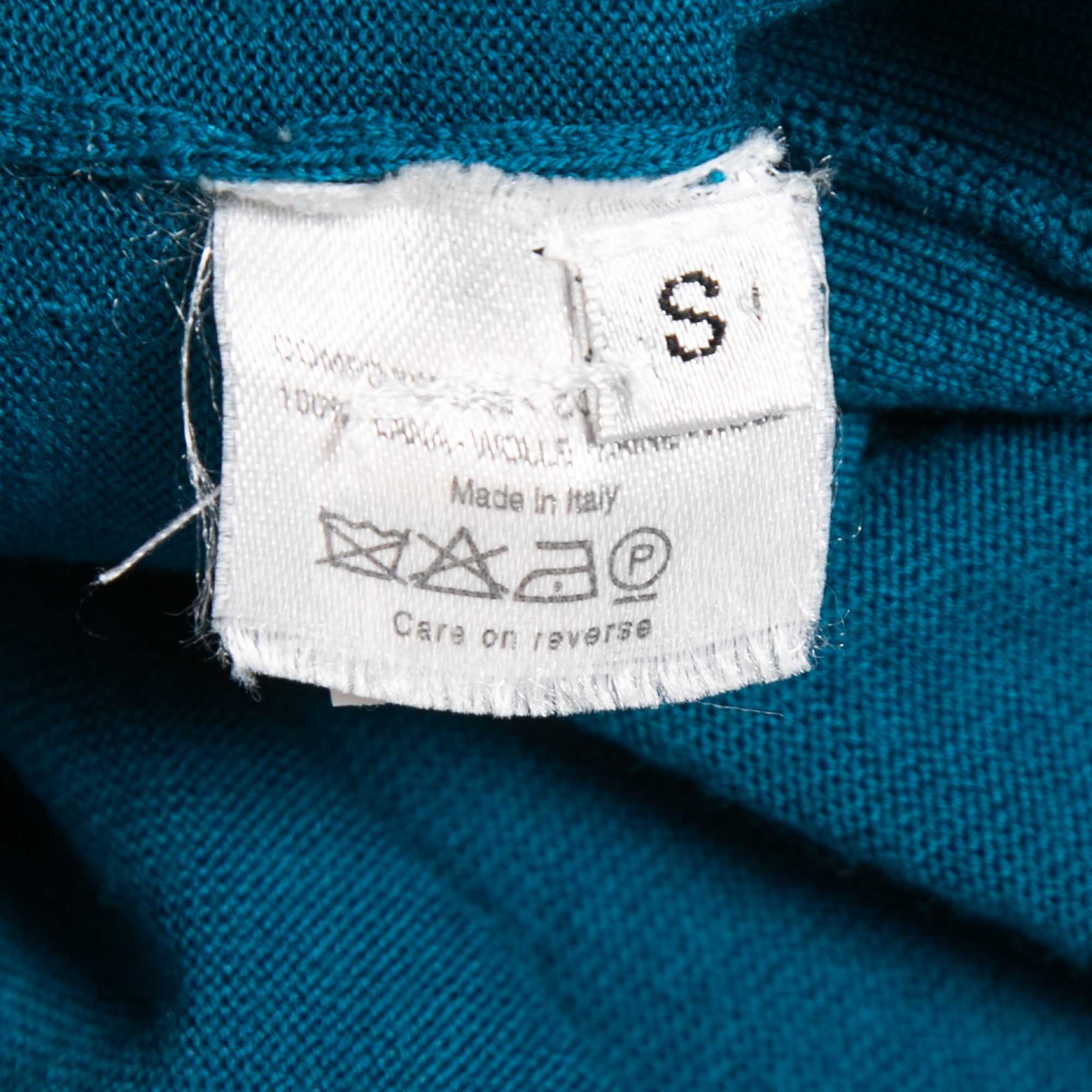 Yves Saint Laurent Blue Wool Knit Button Front Cardigan S