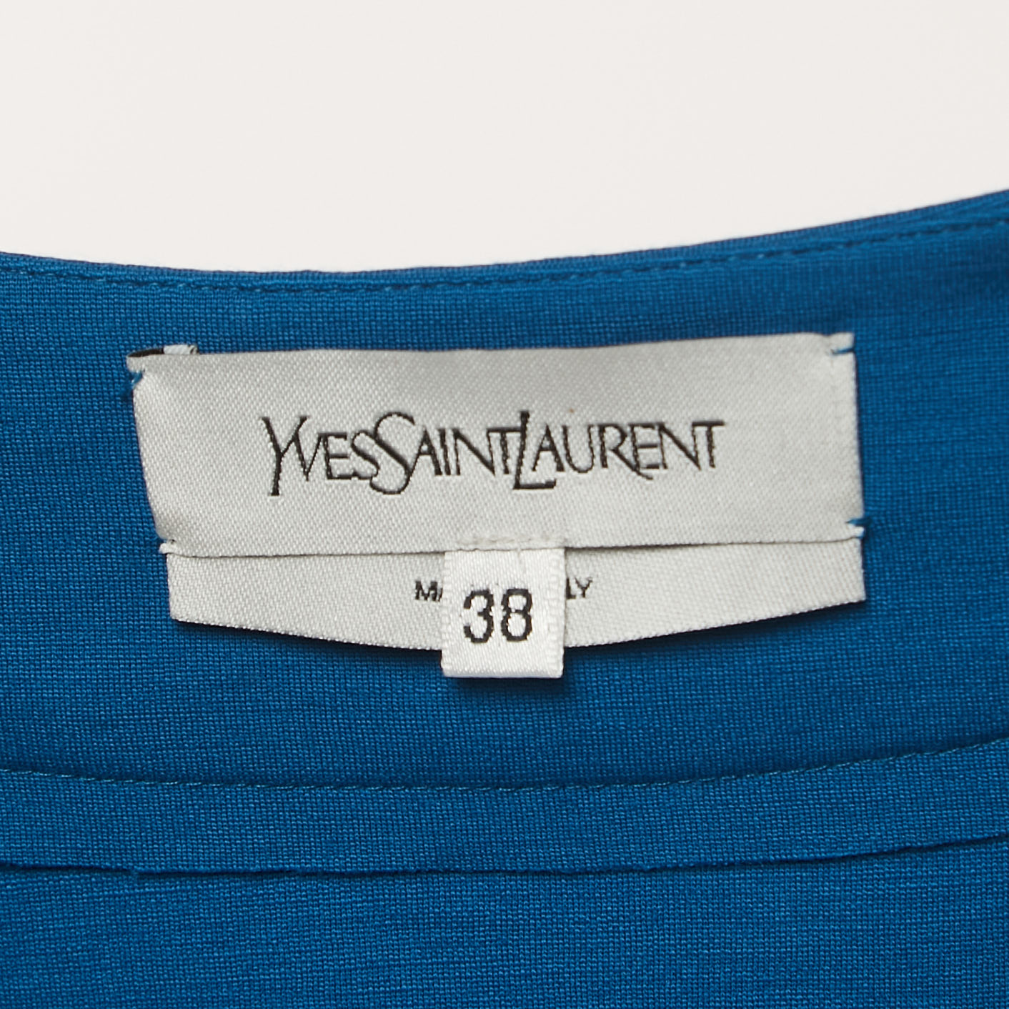 Yves Saint Laurent Blue Wool V-Neck Short Dress M