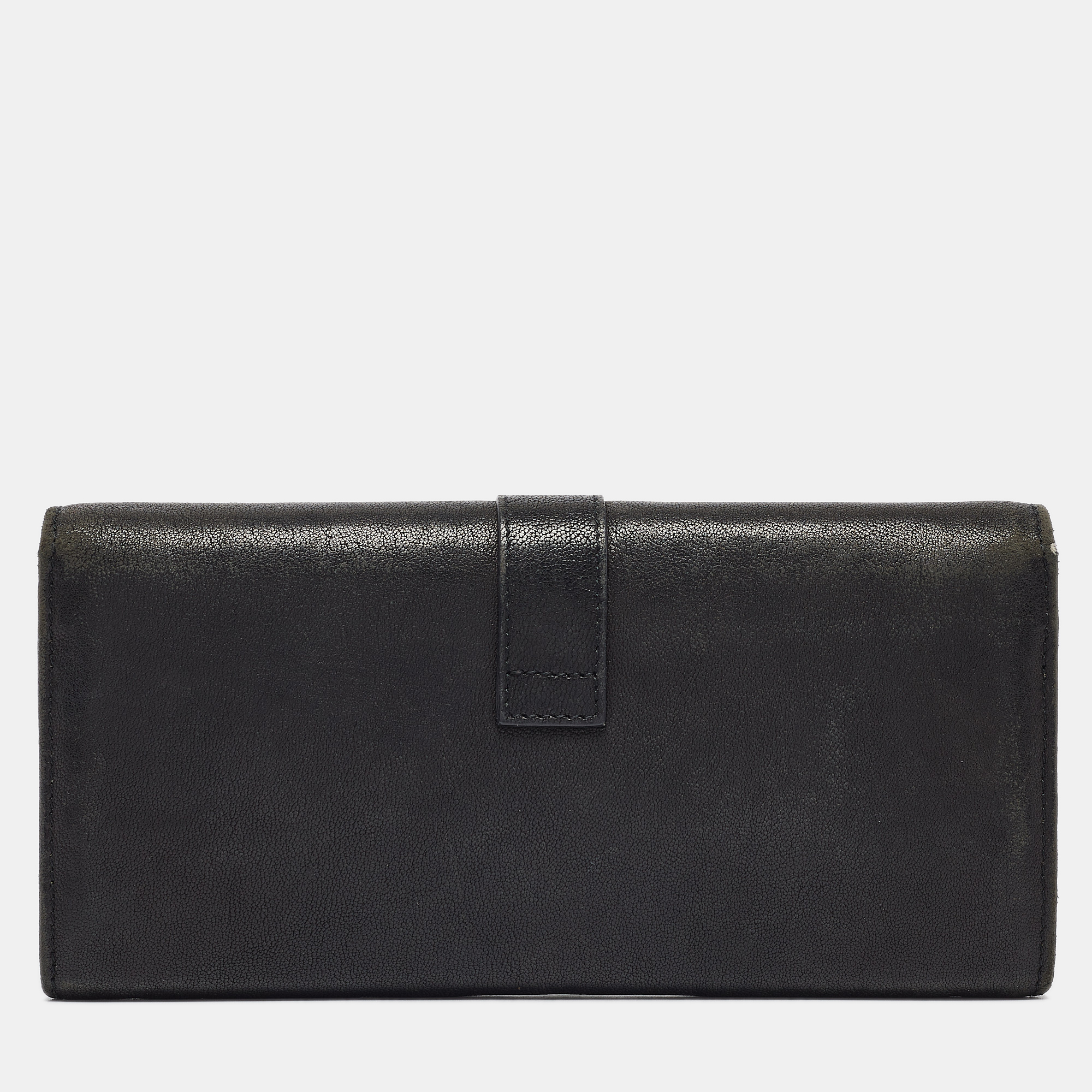 Yves Saint Laurent Black Leather Y Line Continental Wallet