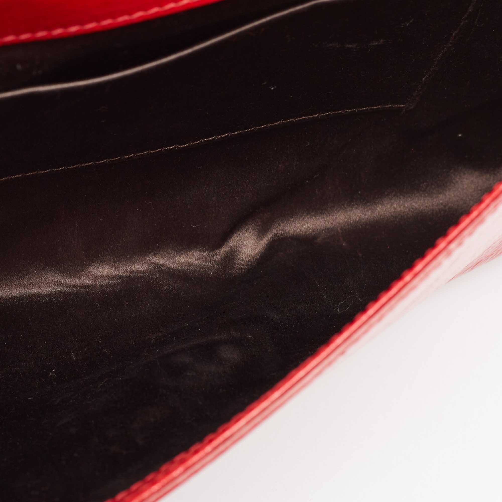 Yves Saint Laurent Red Patent Leather Belle De Jour Flap Clutch