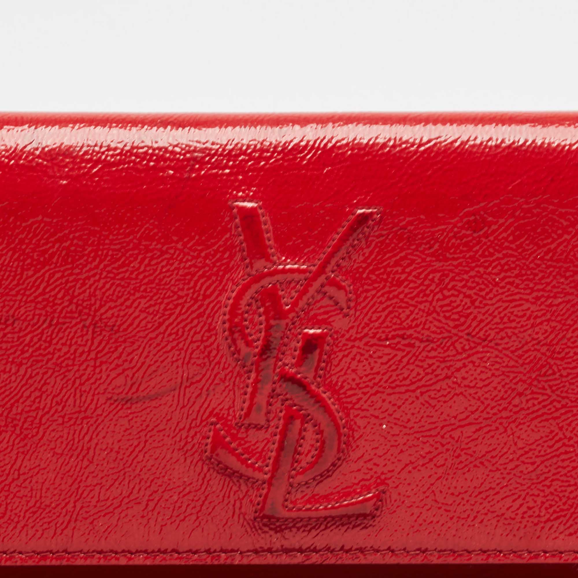 Yves Saint Laurent Red Patent Leather Belle De Jour Flap Clutch