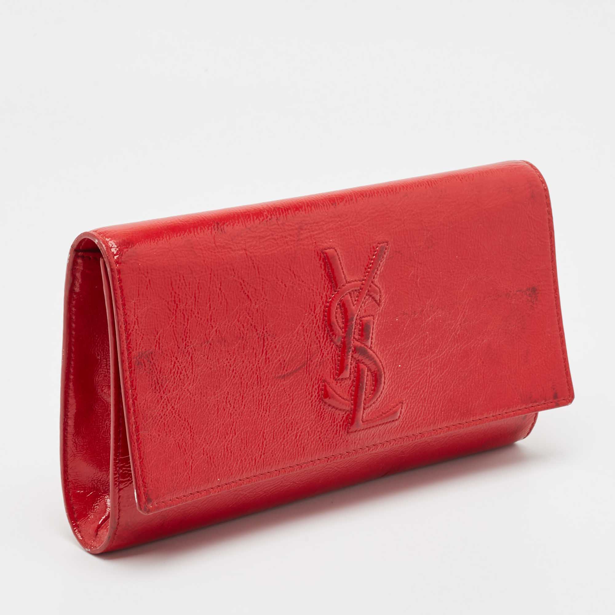 Yves Saint Laurent Red Patent Leather Belle De Jour Flap Clutch