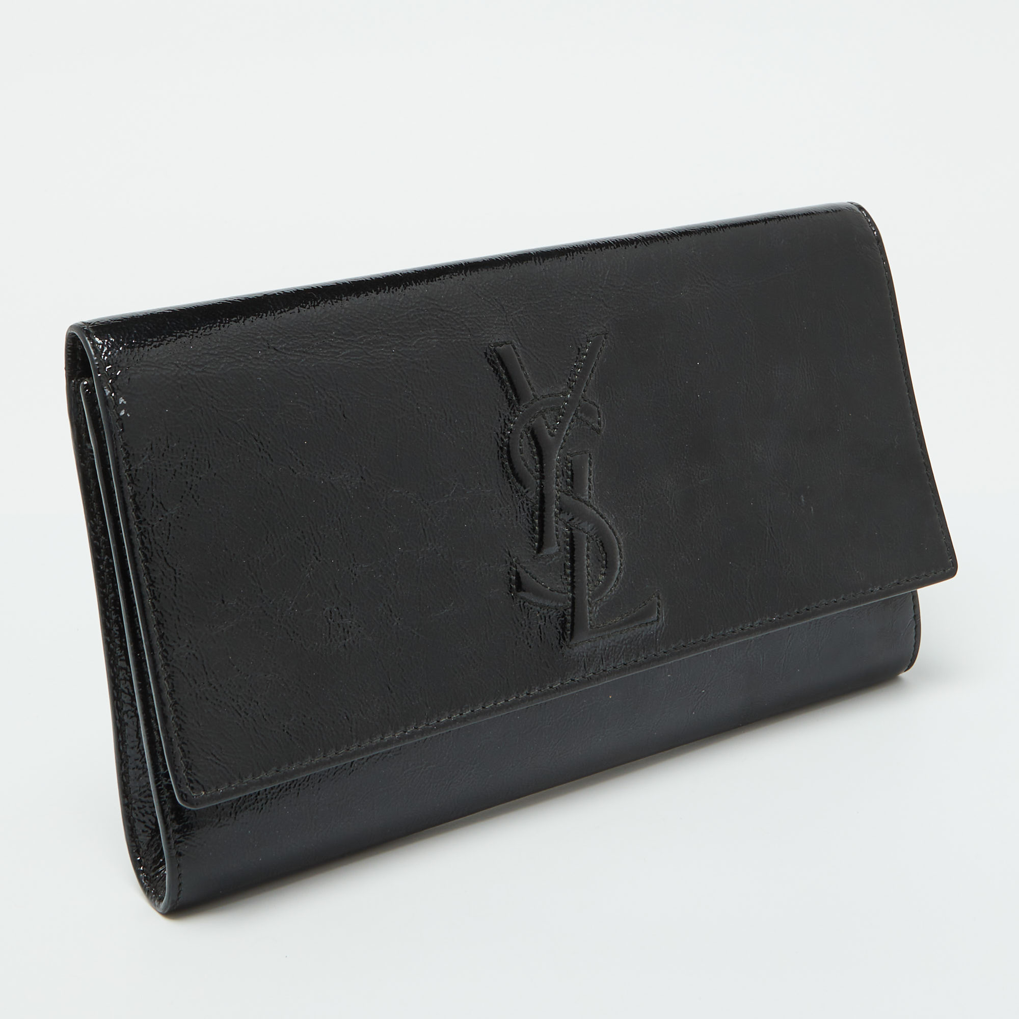 Yves Saint Laurent Black Patent Leather Belle De Jour Clutch