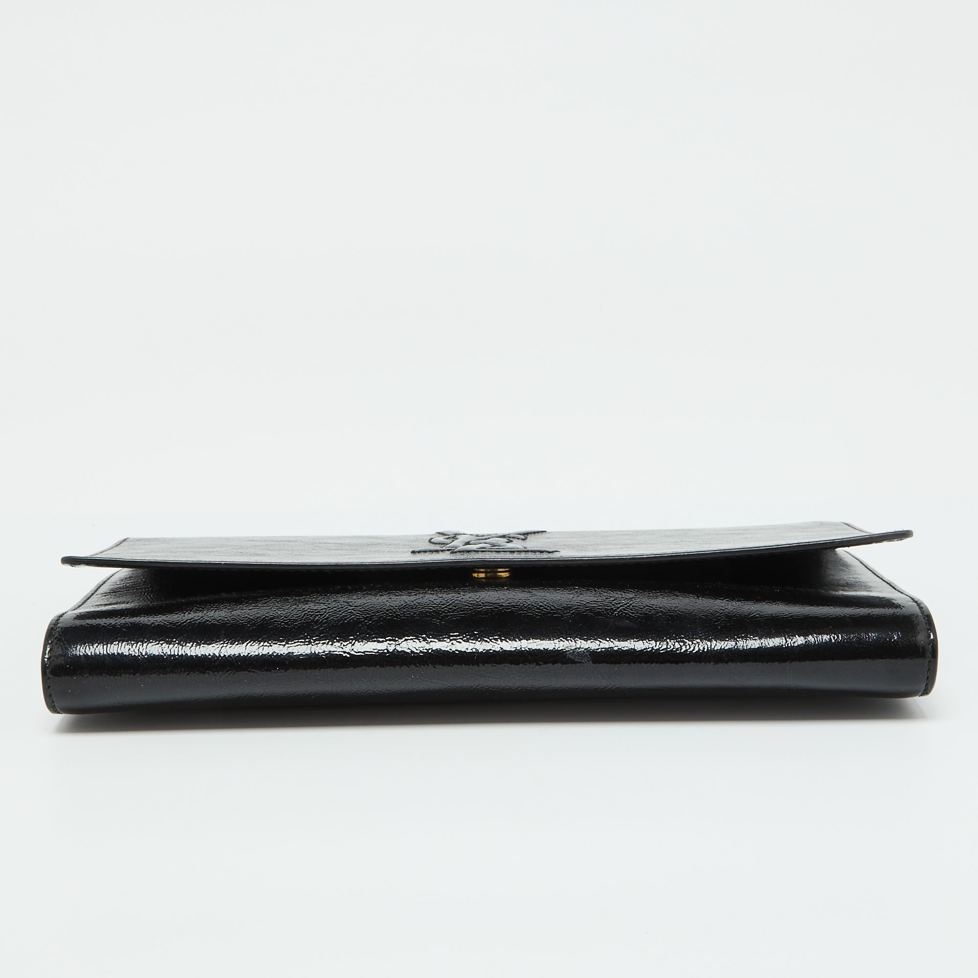 Yves Saint Laurent Black Patent Leather Belle De Jour Clutch