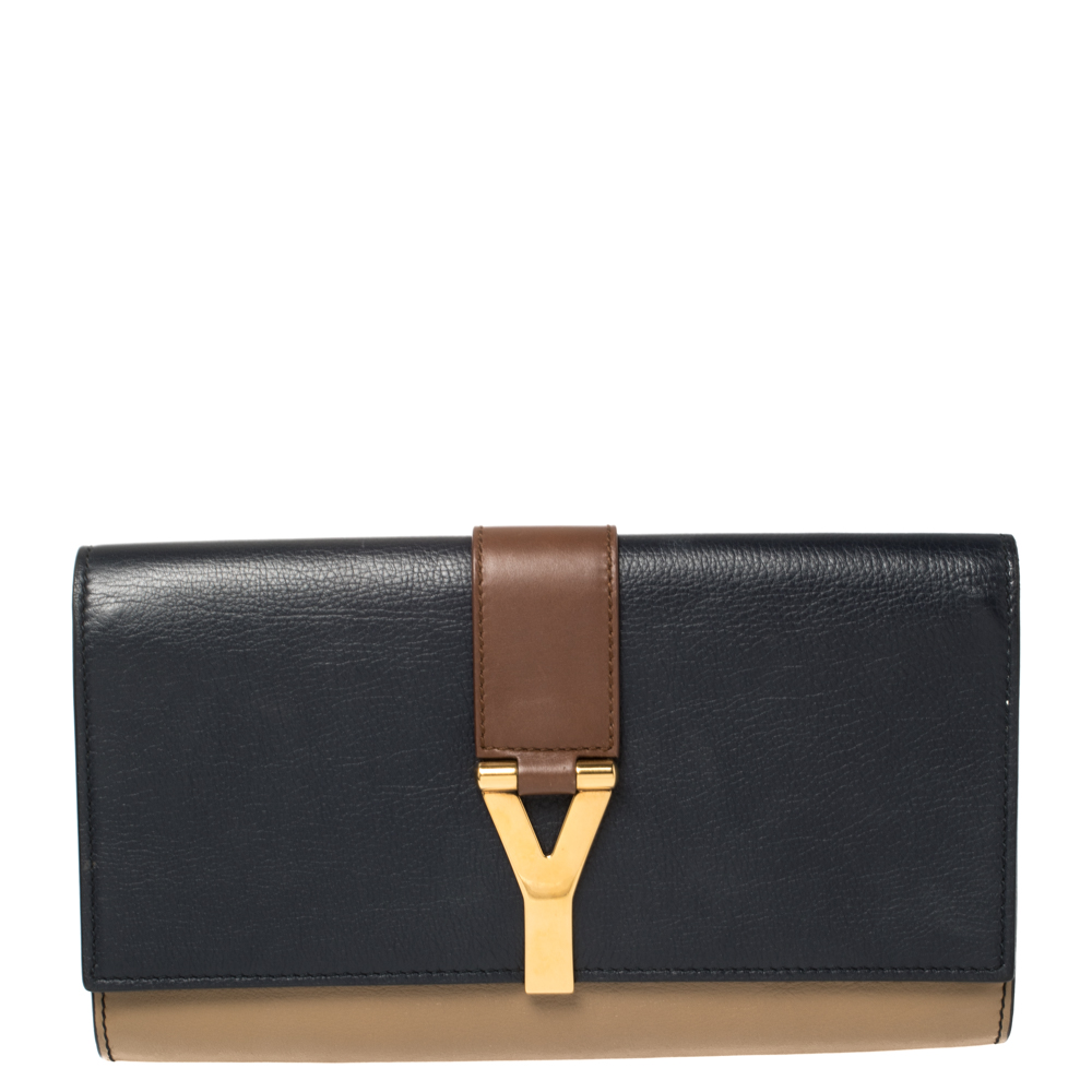 Yves Saint Laurent Tri Color Leather Y-Ligne Clutch