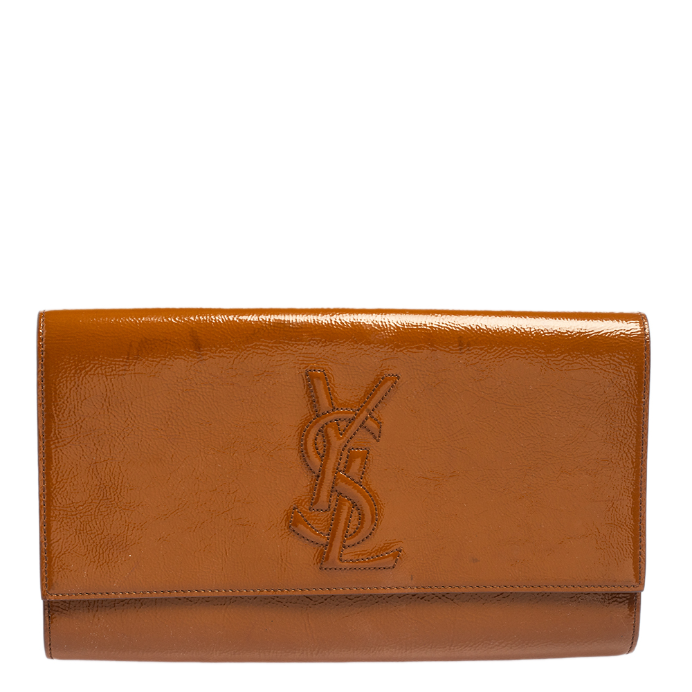 Yves Saint Laurent Brown Patent Leather Belle De Jour Clutch