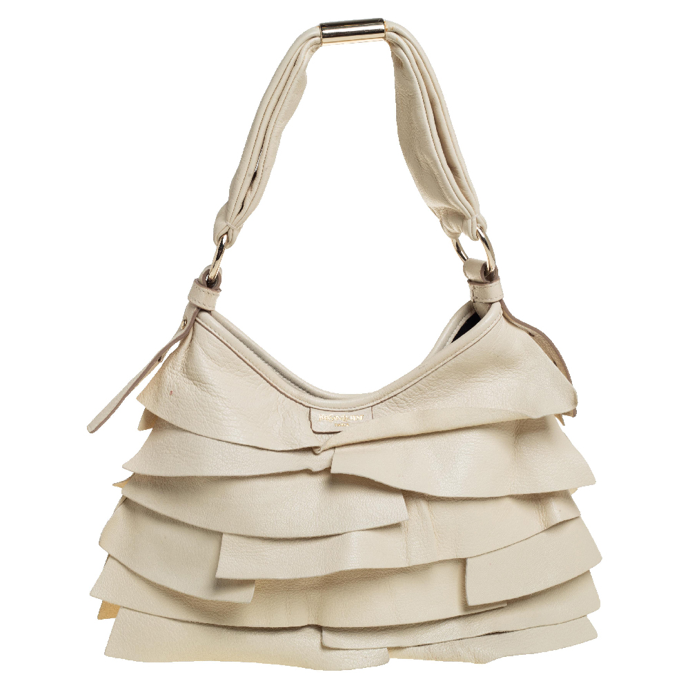 Yves Saint Laurent Off White Leather Small St Tropez Hobo