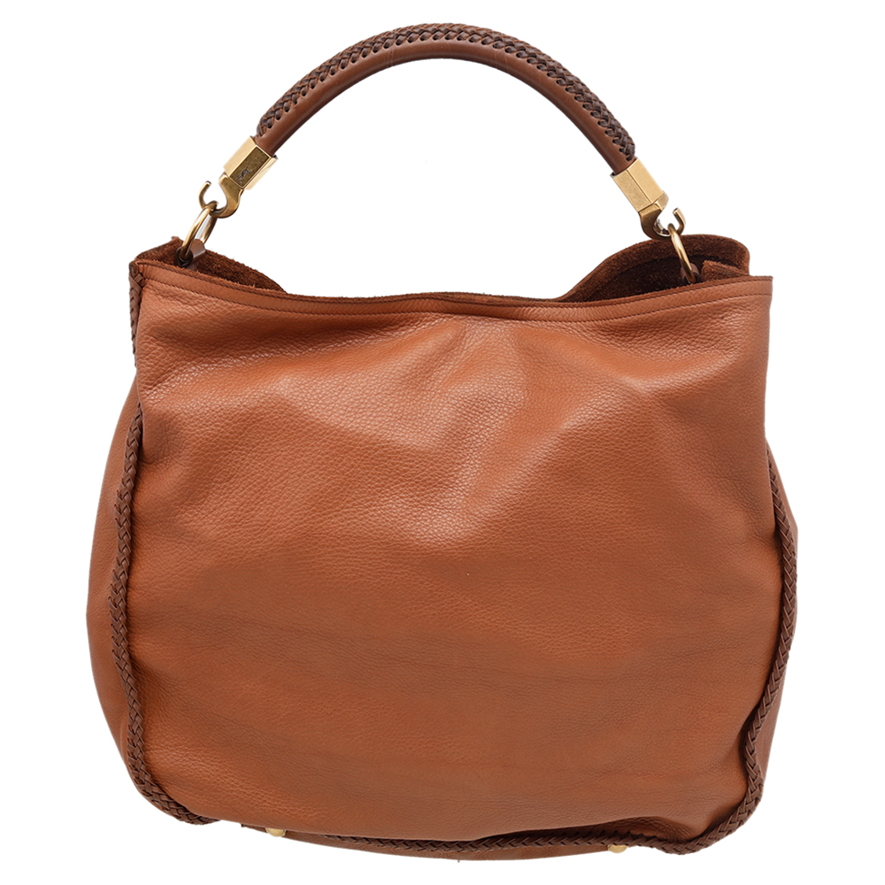 Yves Saint Laurent Two Tone Brown Leather Roady Hobo