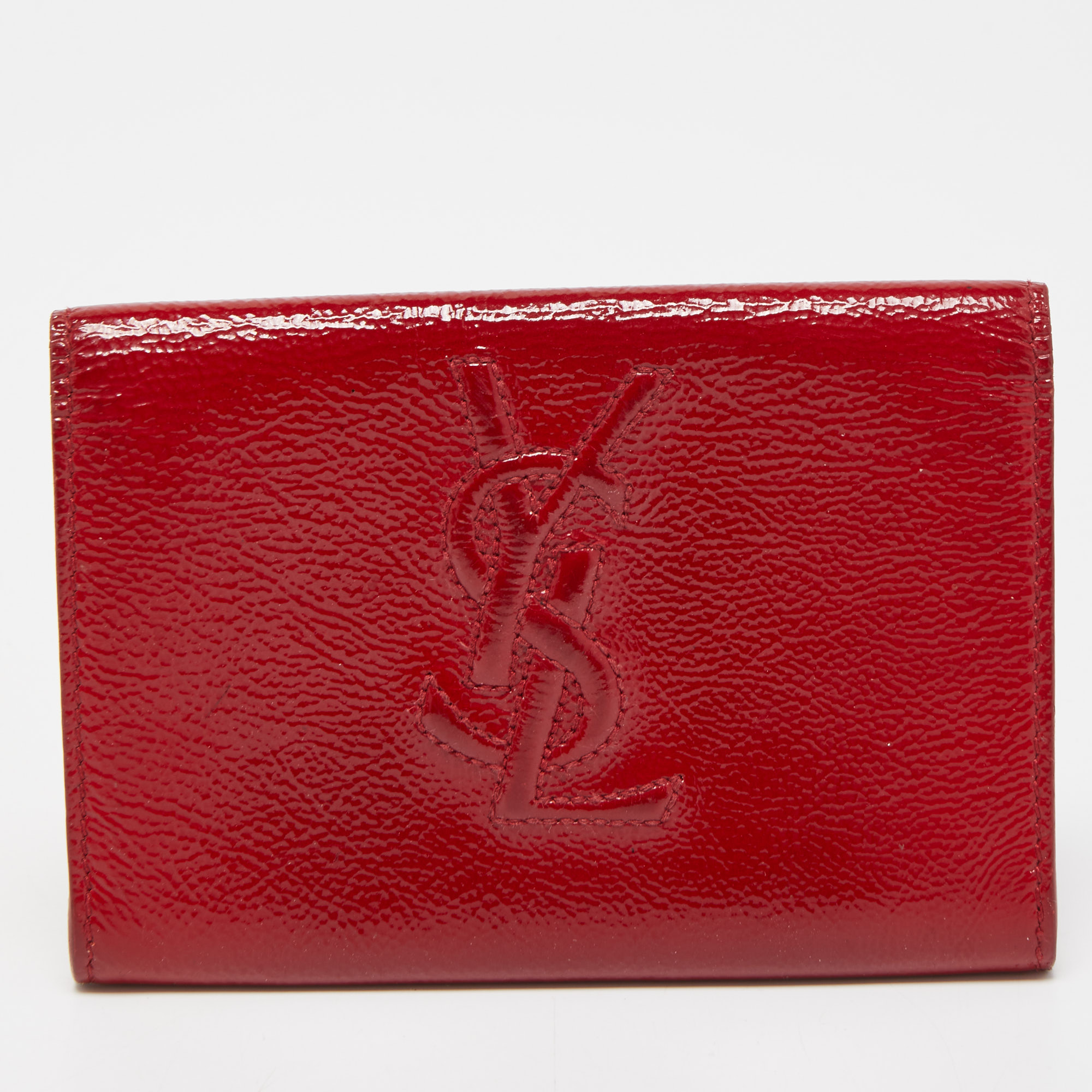 Yves Saint Laurent Red Patent Leather Belle De Jour Flap Compact Wallet