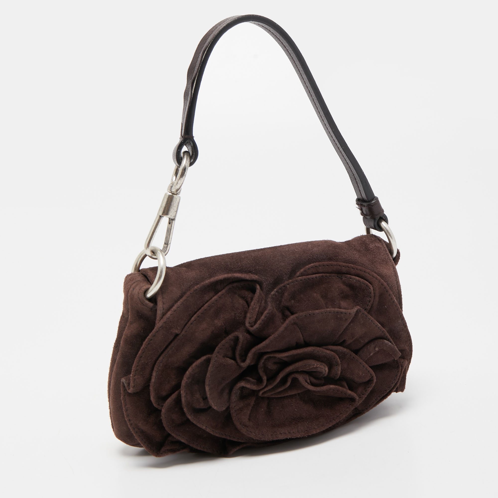 Yves Saint Laurent Brown Nadia Wristlet Pochette Bag