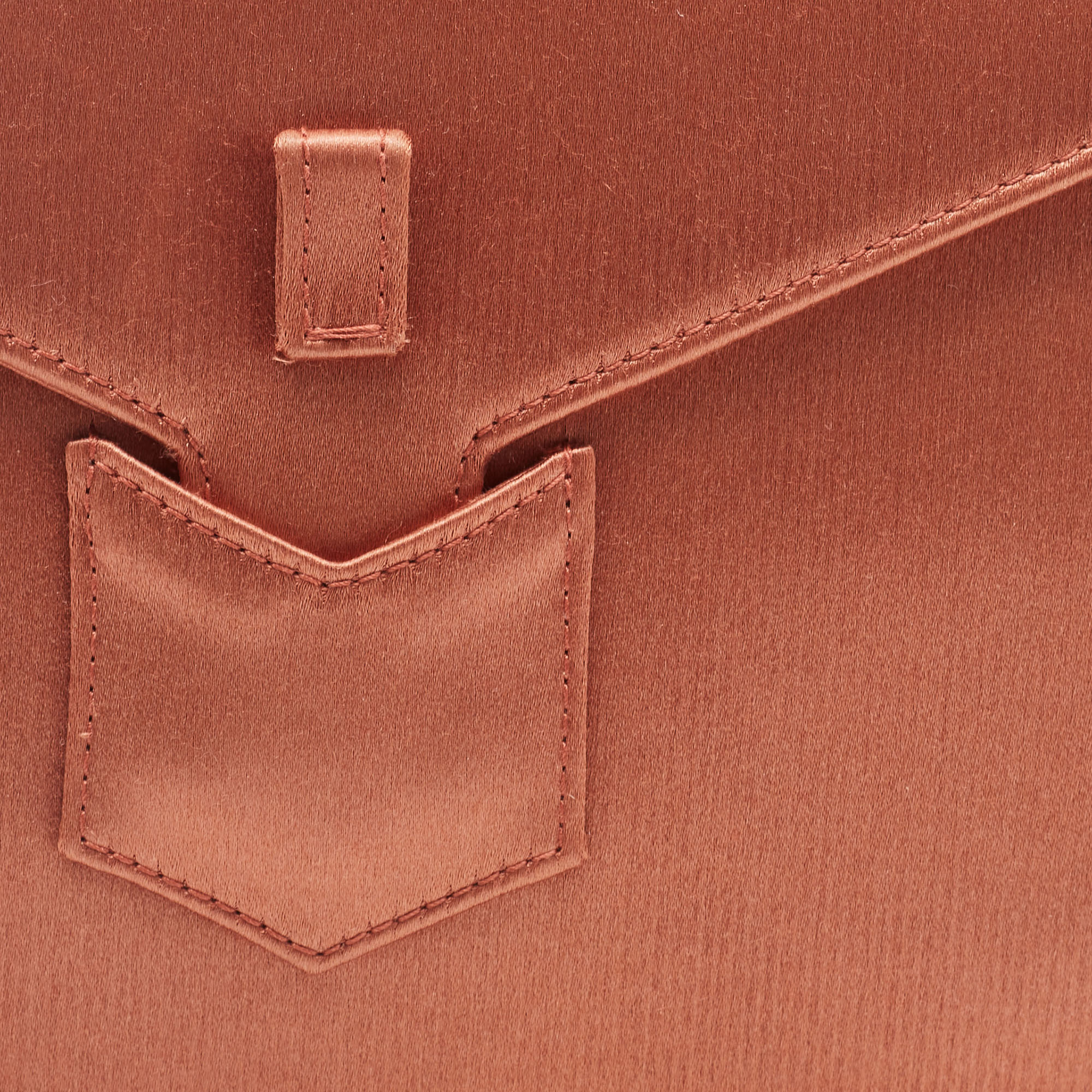 Yves Saint Laurent Copper Satin Envelope Flap Clutch