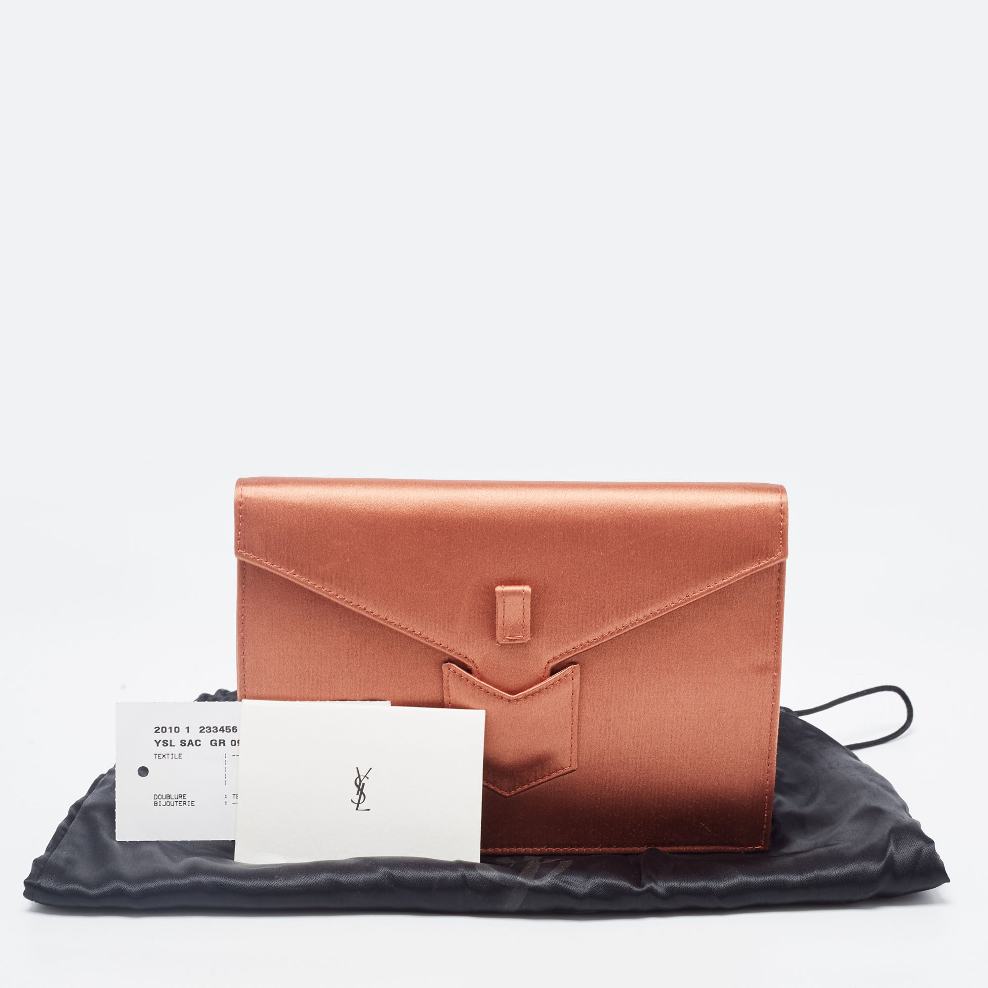 Yves Saint Laurent Copper Satin Envelope Flap Clutch