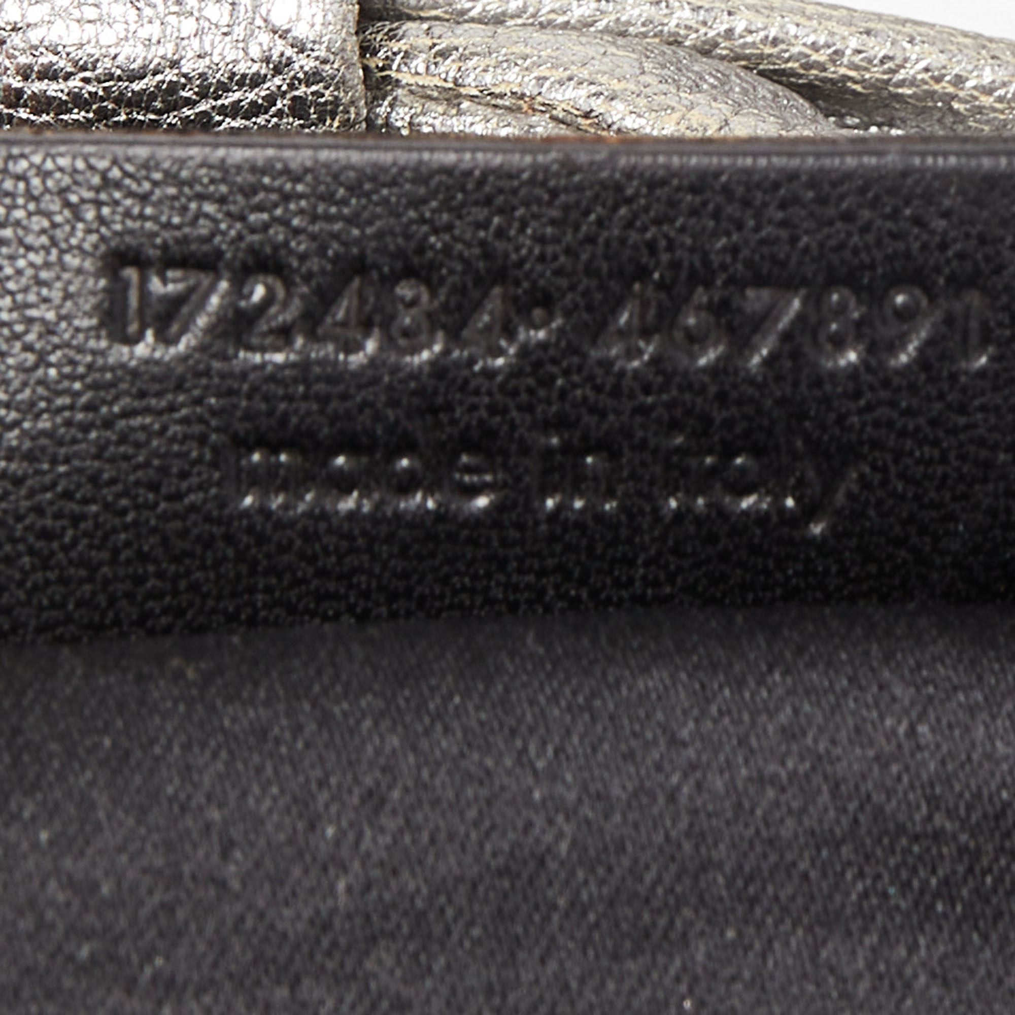 Yves Saint Laurent Metallic Grey Leather Pleated Bow Hobo