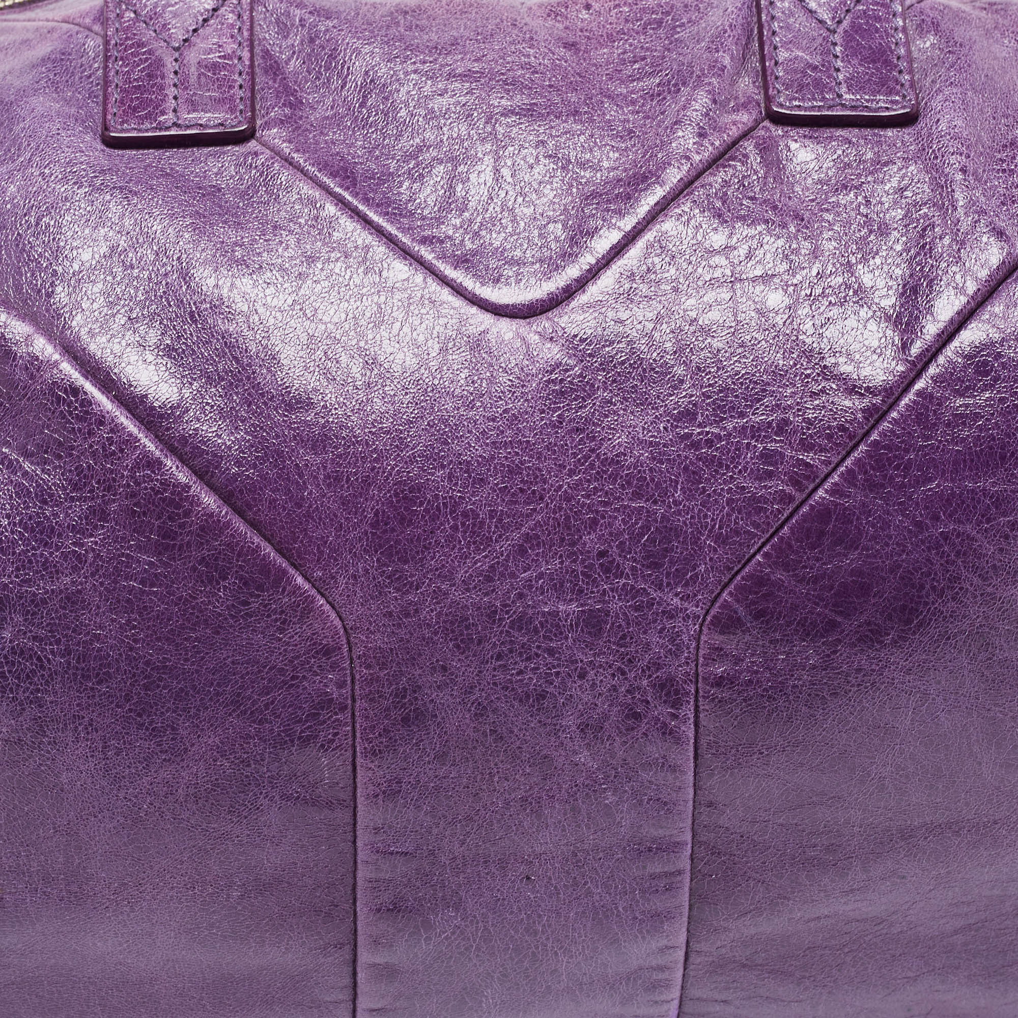 Yves Saint Laurent Purple Leather Easy Y Satchel