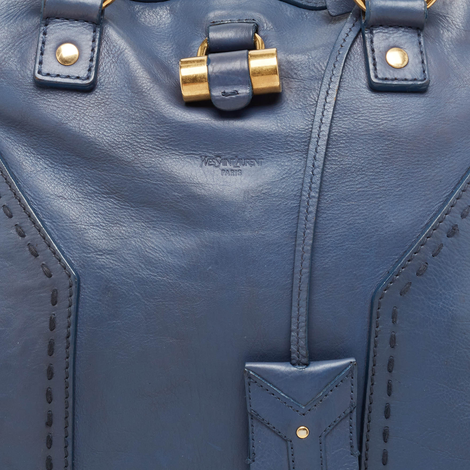 Yves Saint Laurent Blue Leather Oversized Muse Bag