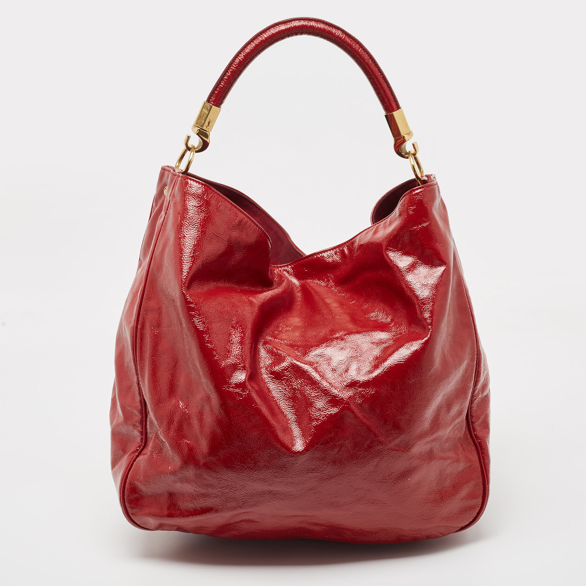 Yves Saint Laurent Red Patent Leather Roady Hobo