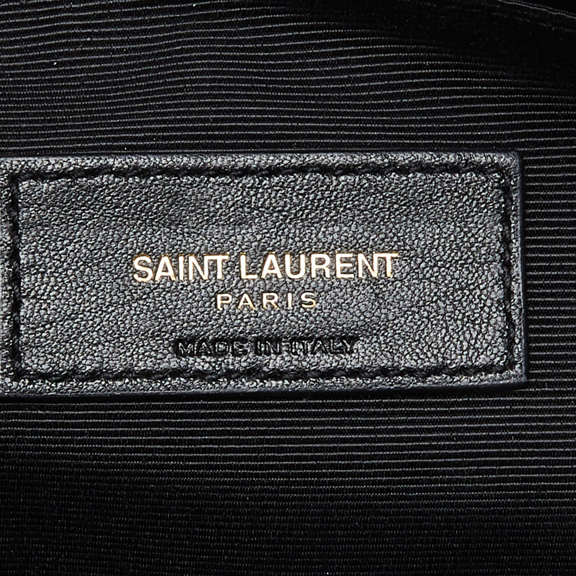 Saint Laurent Black Matelassé Leather Monogram Wristlet Pouch