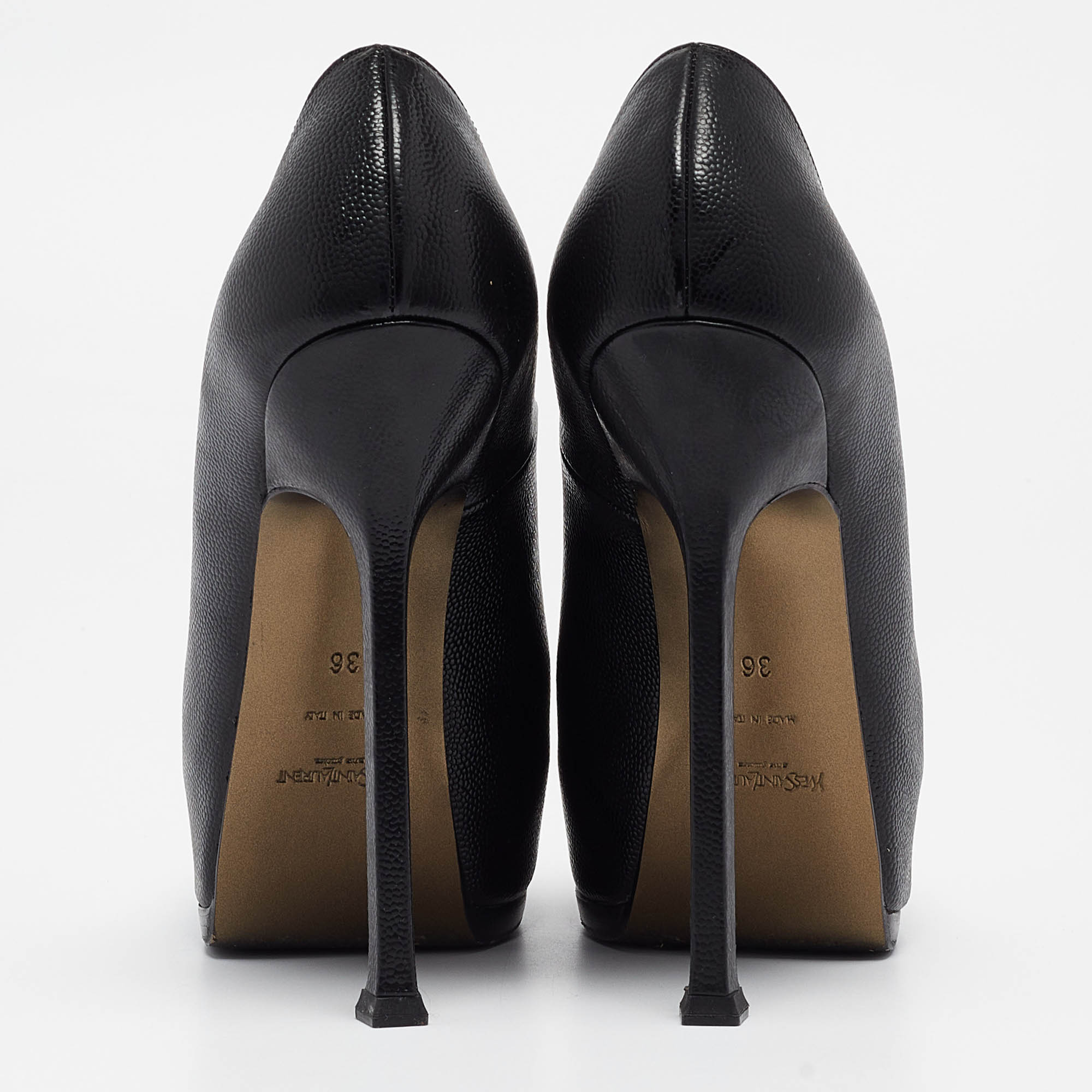 Yves Saint Laurent Black Leather Tribtoo Pumps Size 36