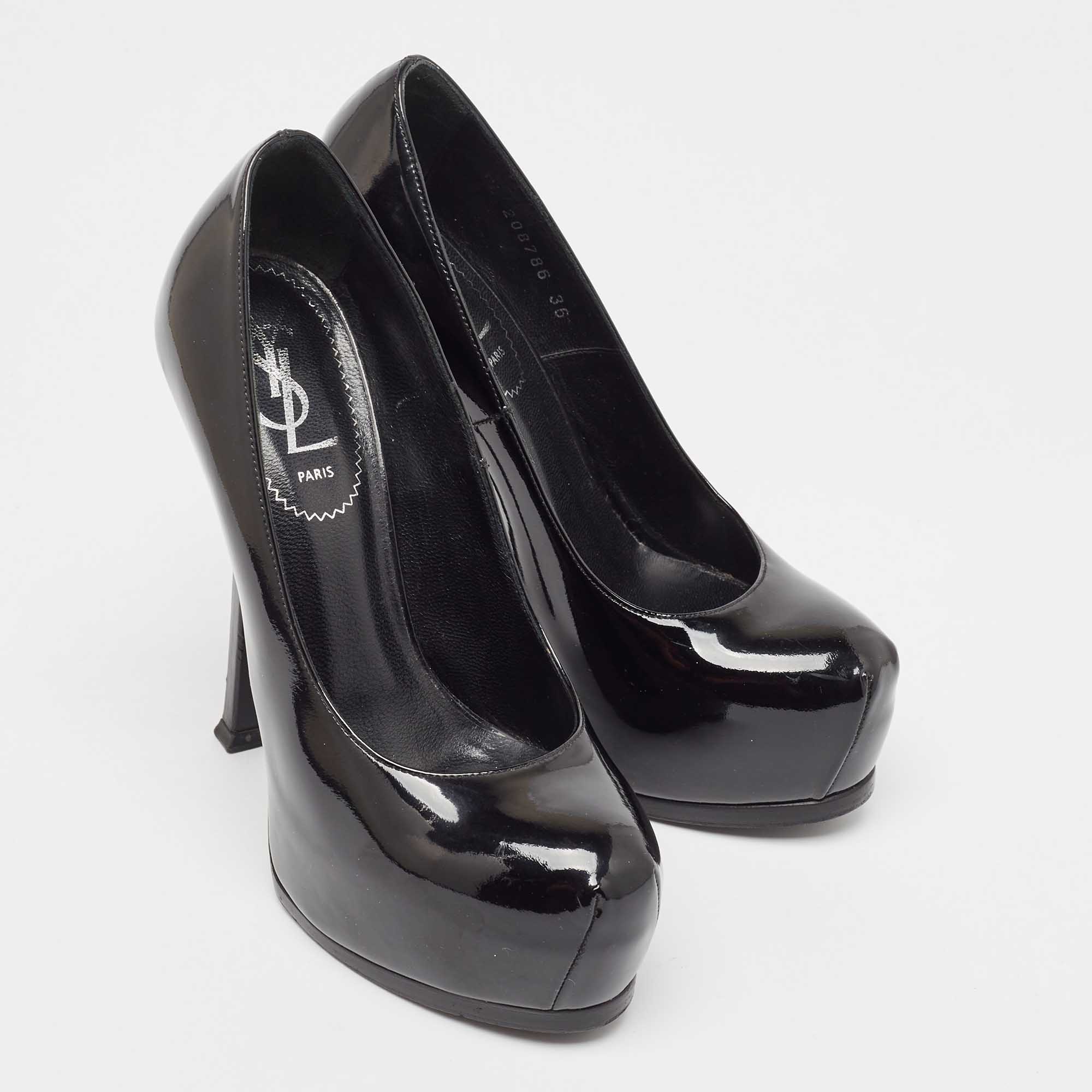 Yves Saint Laurent Black Patent Leather Tribtoo Pumps Size 36